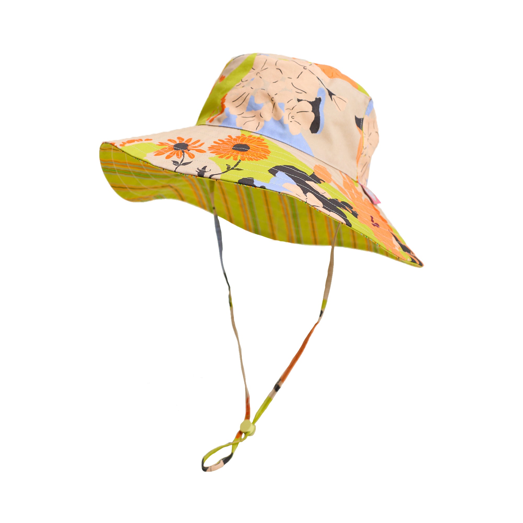 FRIDA x LOST PATTERN "Frida's Garden" Cotton Reversible Sun Hat - Purple & Yellow - Purple & Yellow - LOST PATTERN Hats