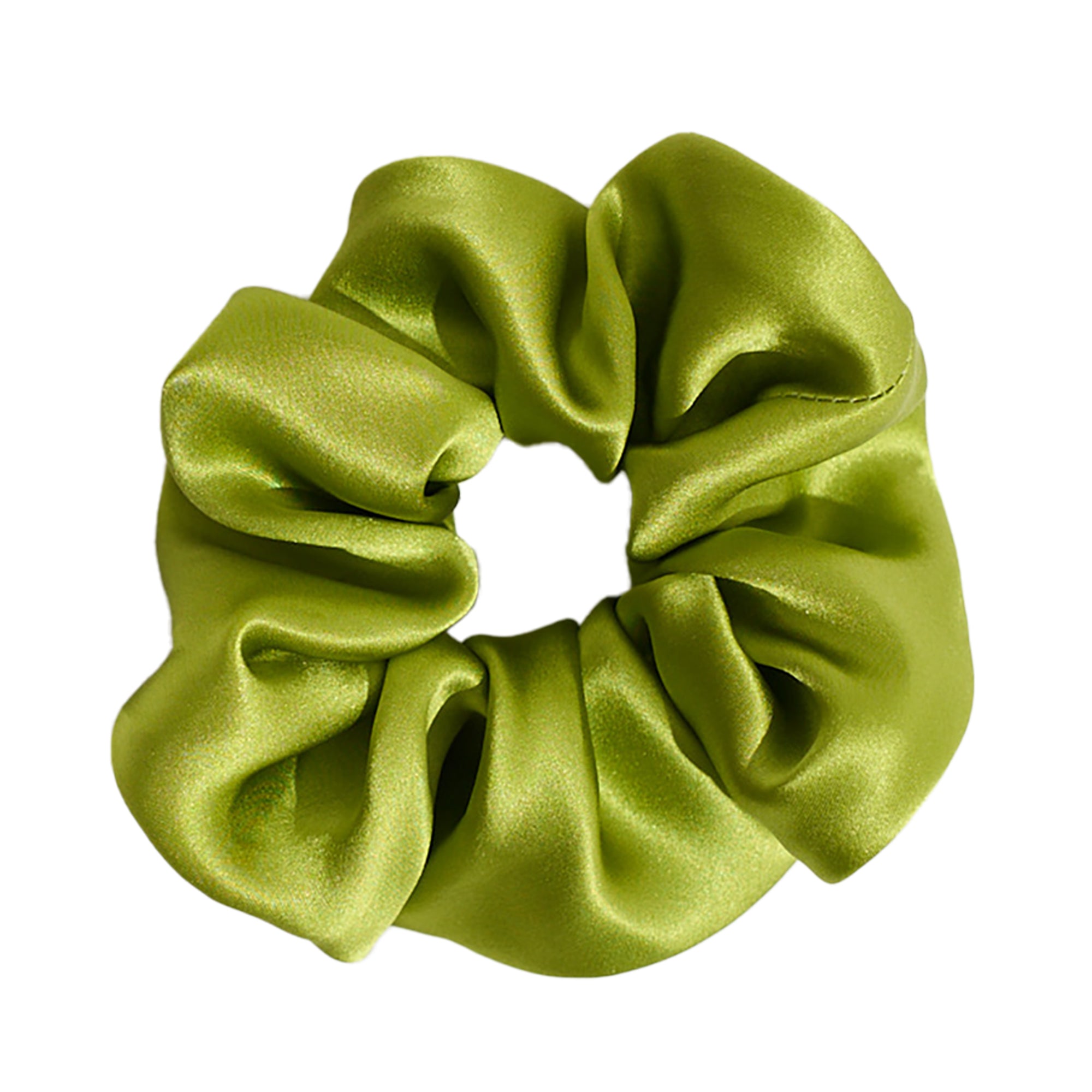 "Silken Hair" Silk Scrunchie Hair Tie - Green - Green - LOST PATTERN Scrunchie