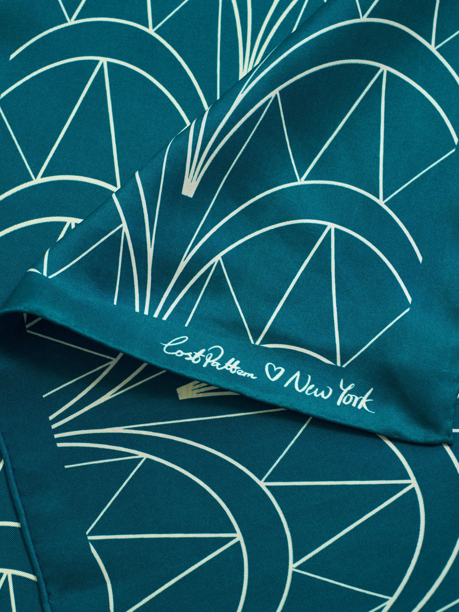 "Chrysler" Silk Bandana Scarf - Skyline Teal