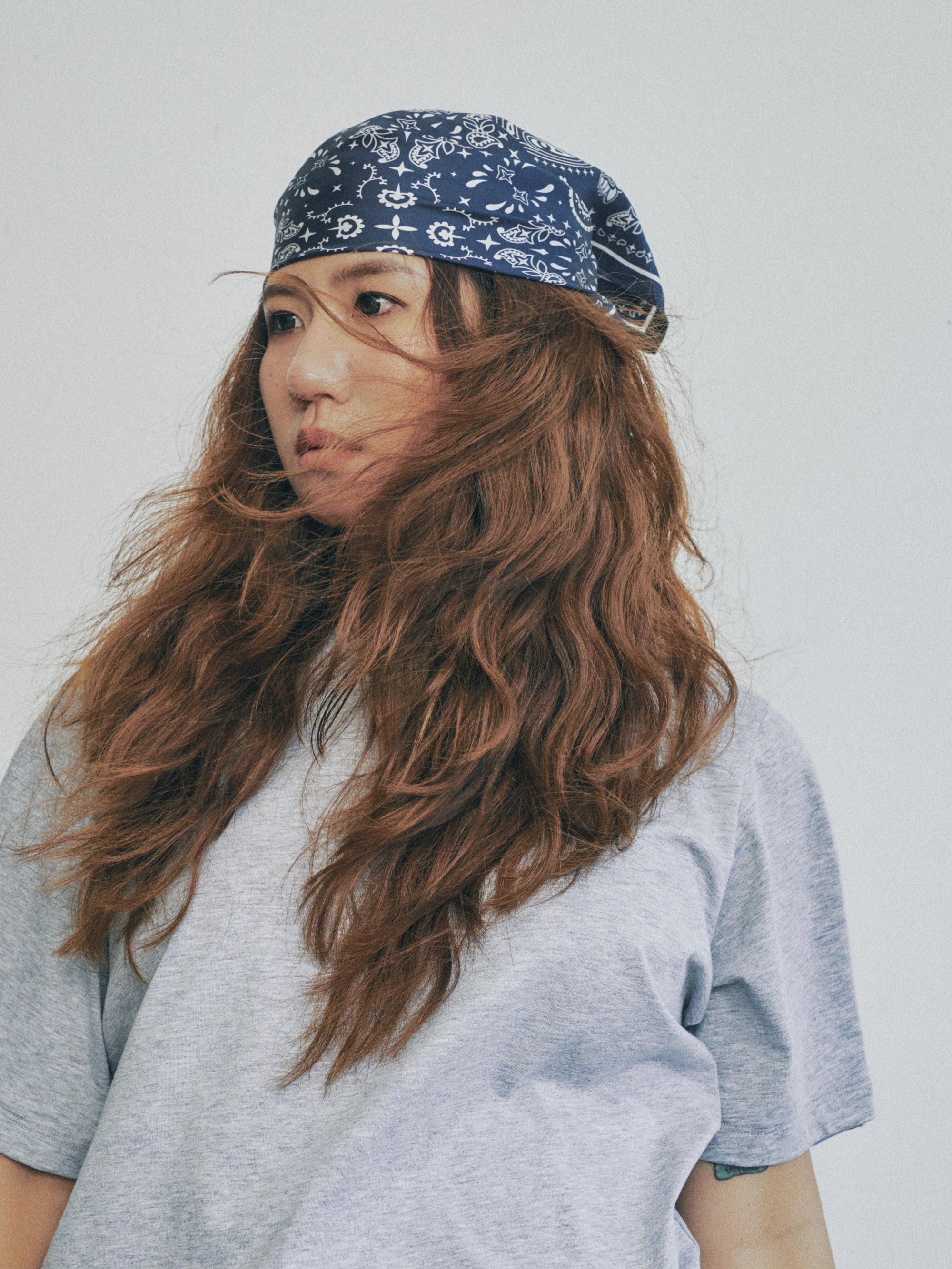 “Paisley" Silk Bandana Scarf - Midnight Blue