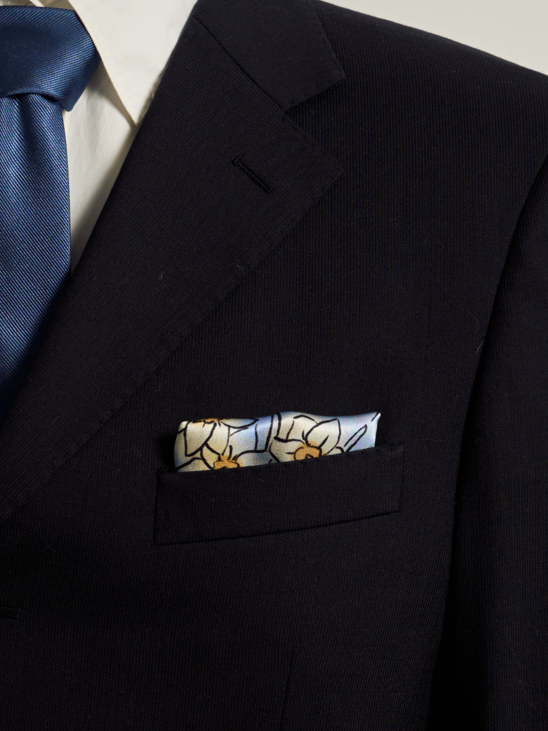 "New York in Sketches" Silk Pocket Square - Blue