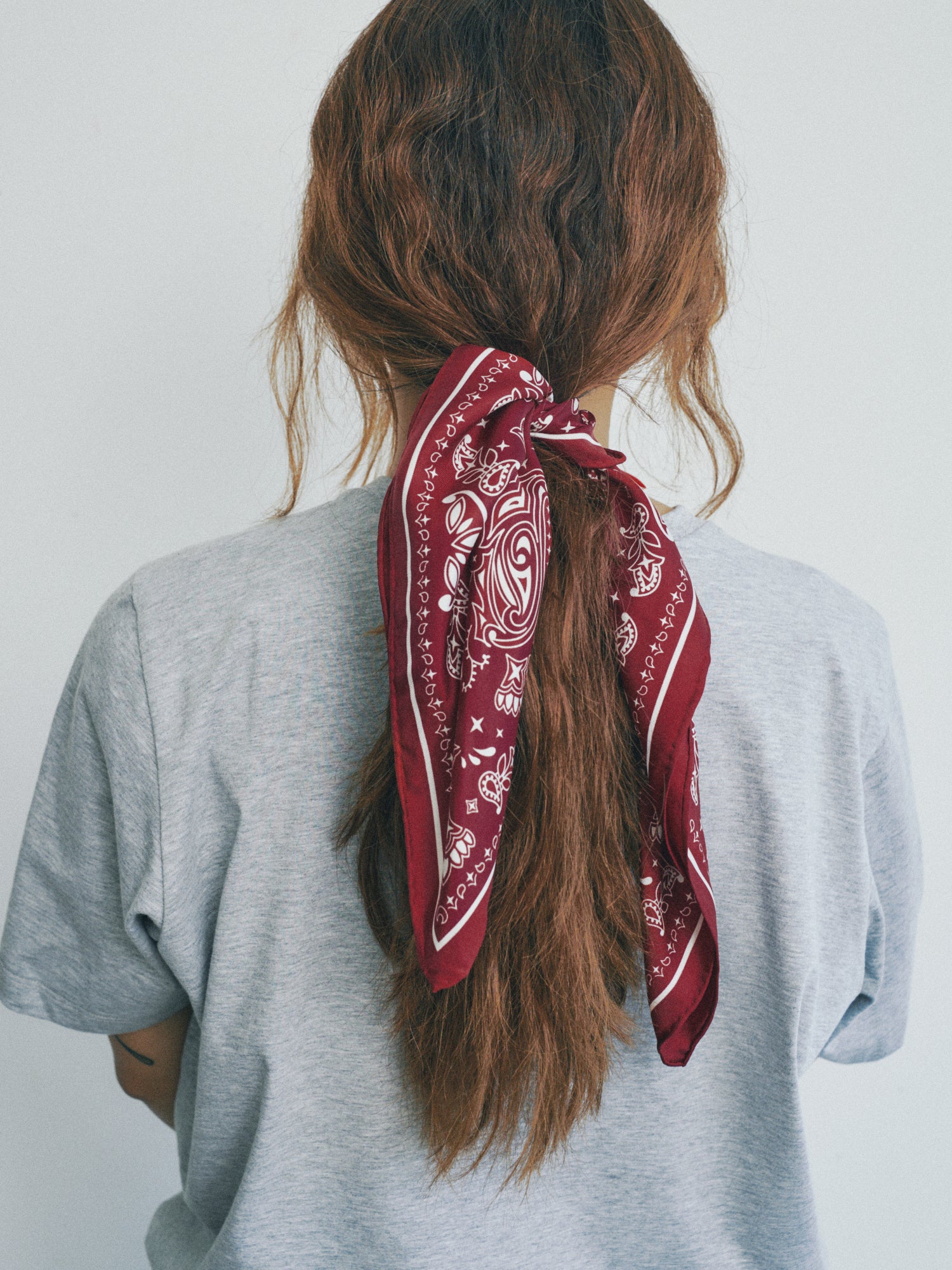 “Paisley" Silk Bandana Scarf - Rodeo Red