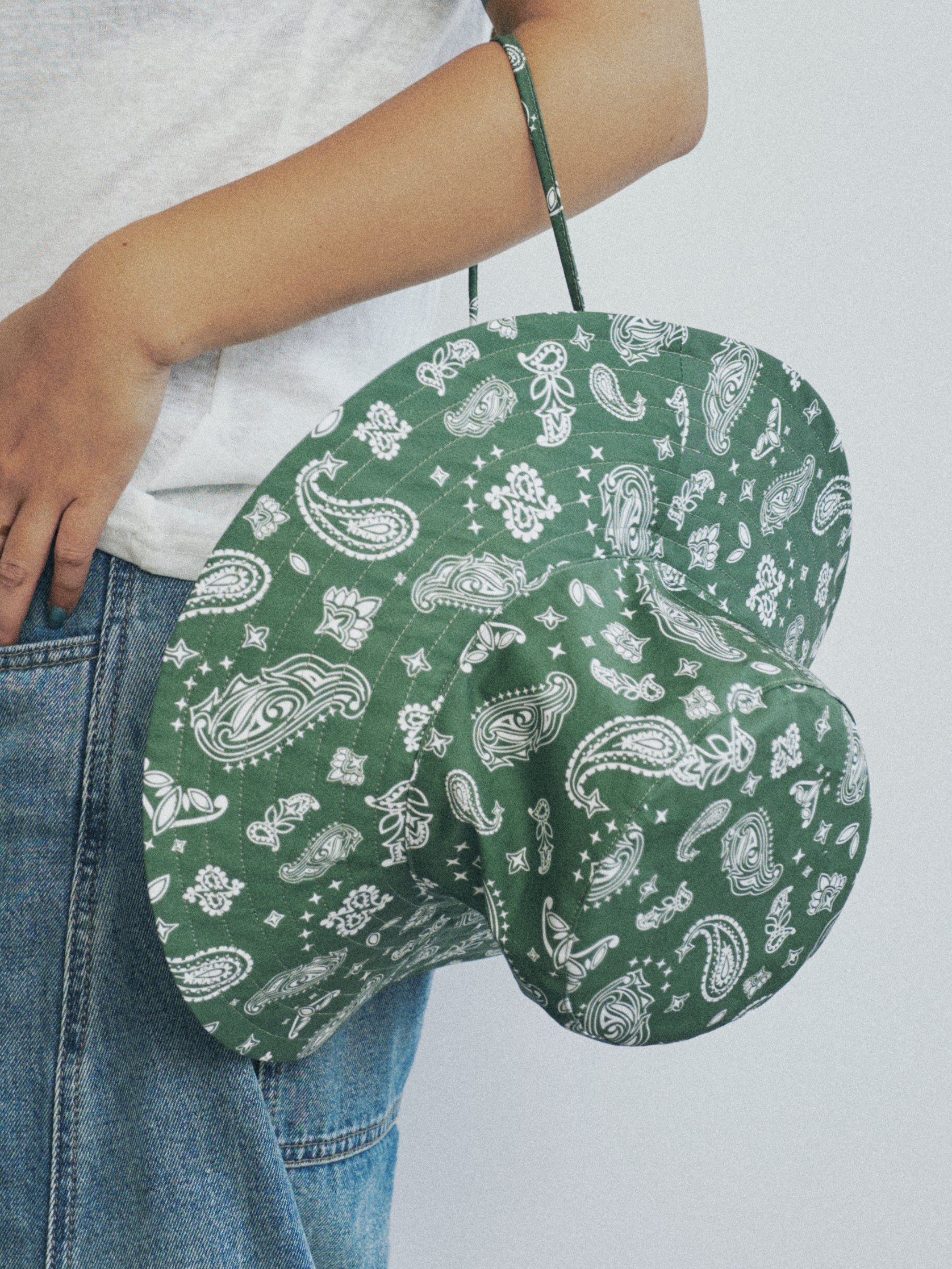 "Paisley" Cotton Reversible Sun Hat - Sagebrush Green
