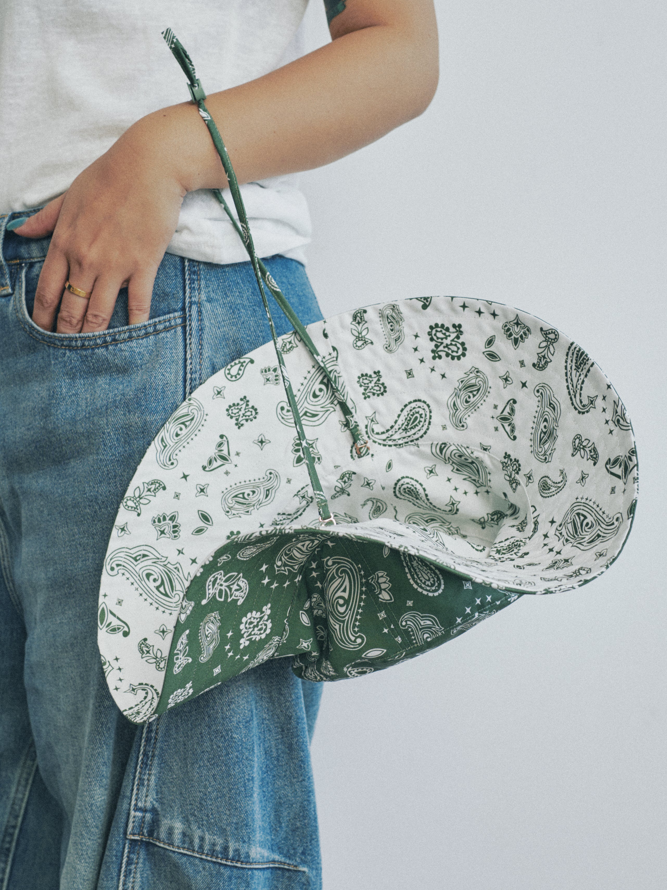"Paisley" Cotton Reversible Sun Hat - Sagebrush Green