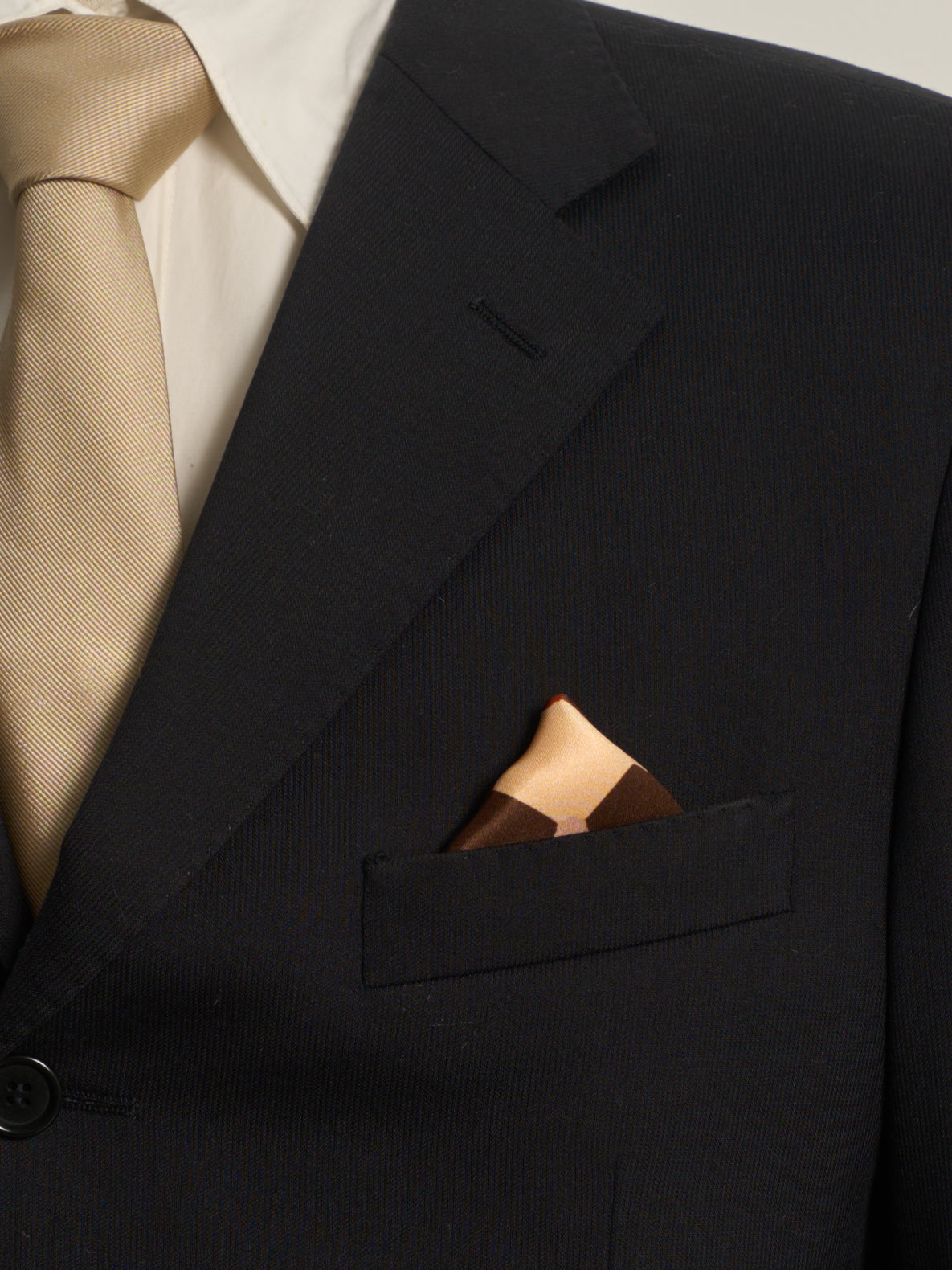 "Checkerboard" Silk Pocket Square - Coffee