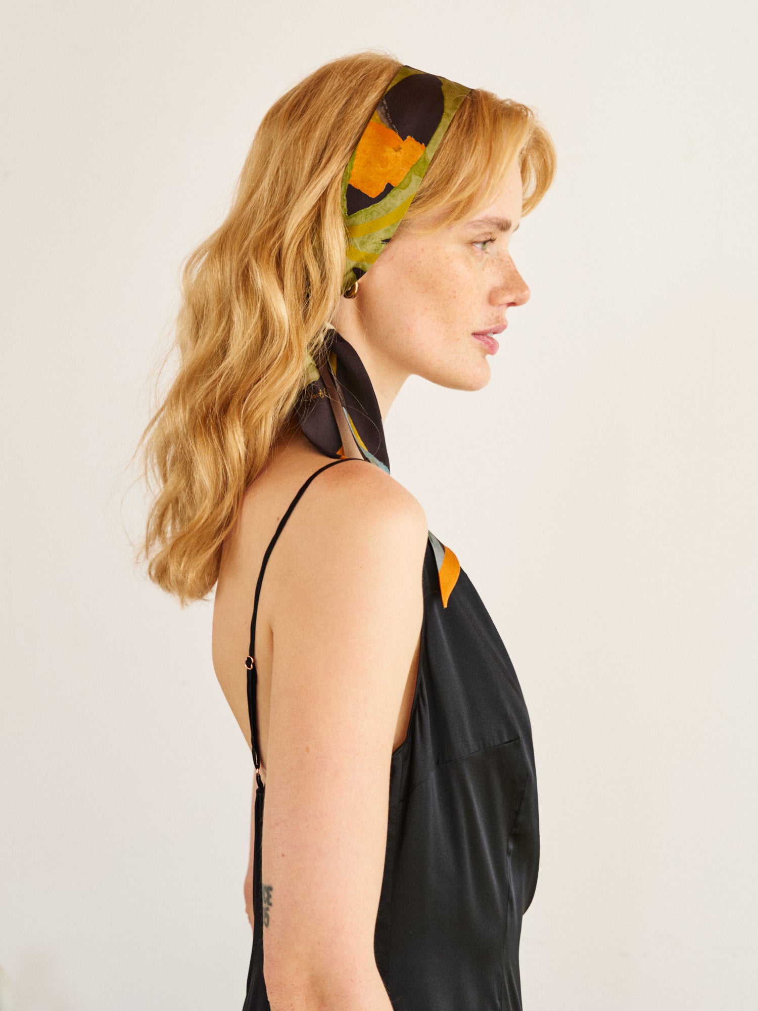 "Ethereal Mirage" Silk Twill Skinny Scarf - Dark Brown