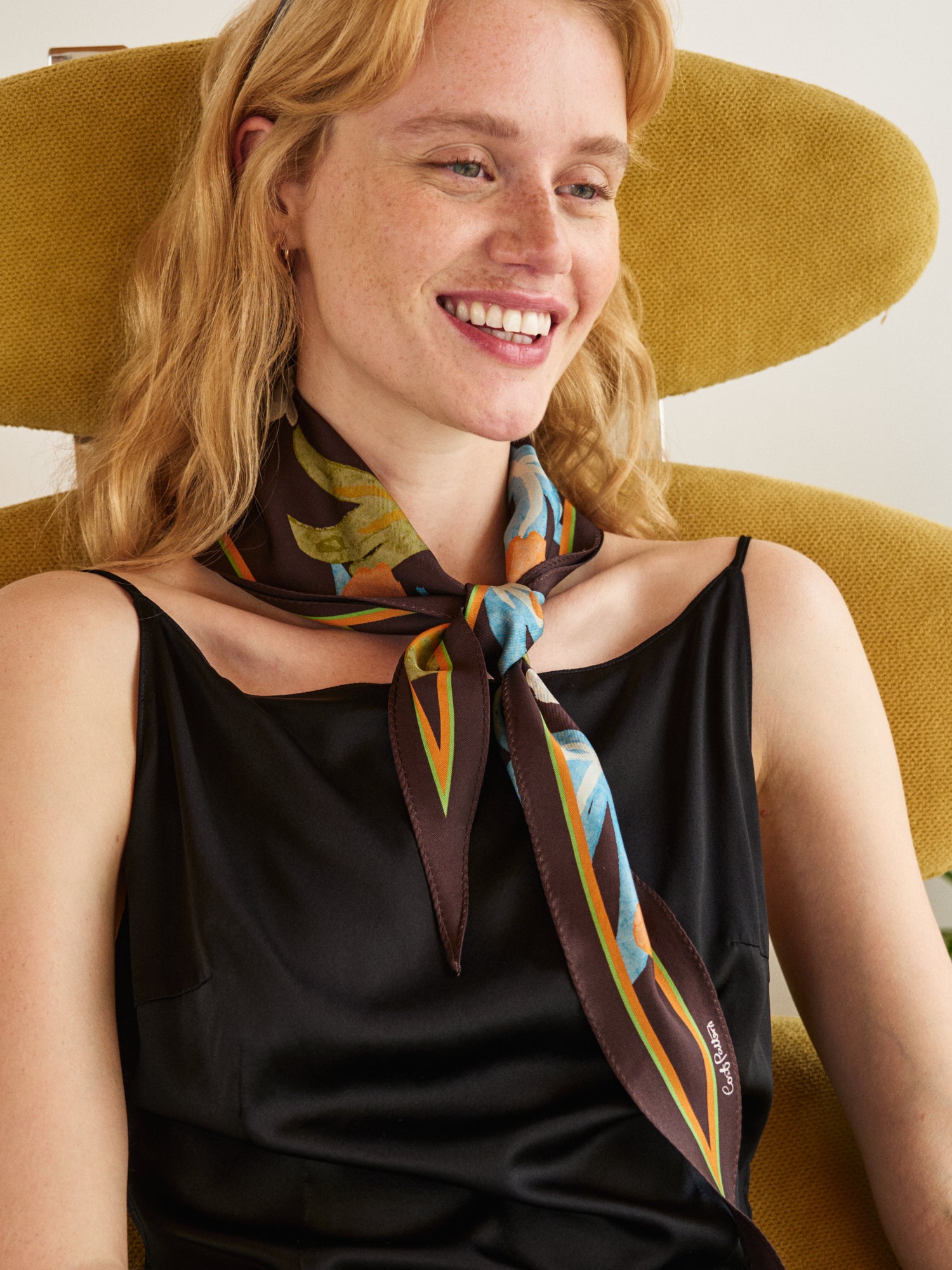 "Ethereal Mirage" Silk Diamond Neckerchief - Dark Brown