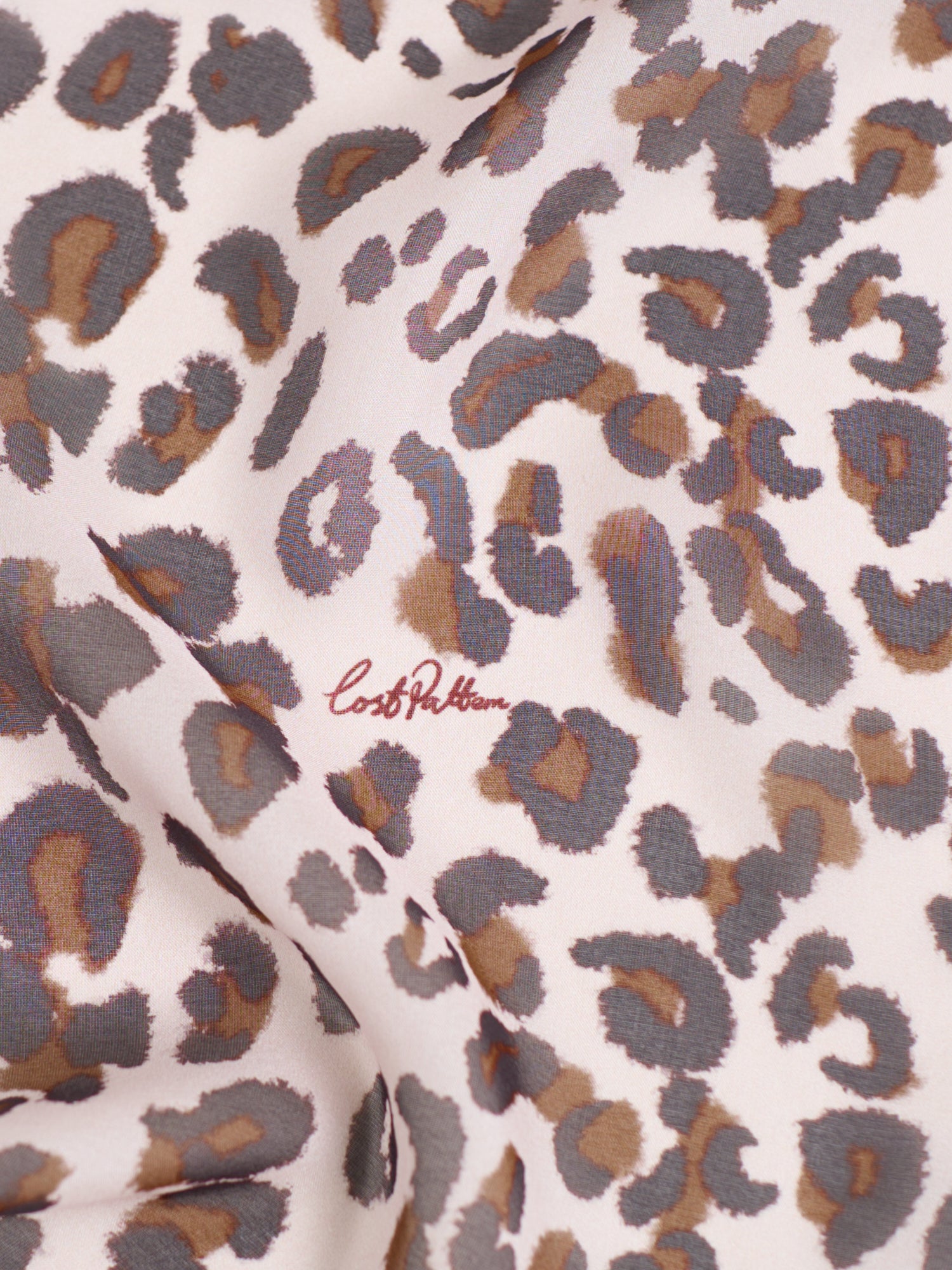 “Spot Chic" Silk Chiffon Neck Scarf - Blush Leopard