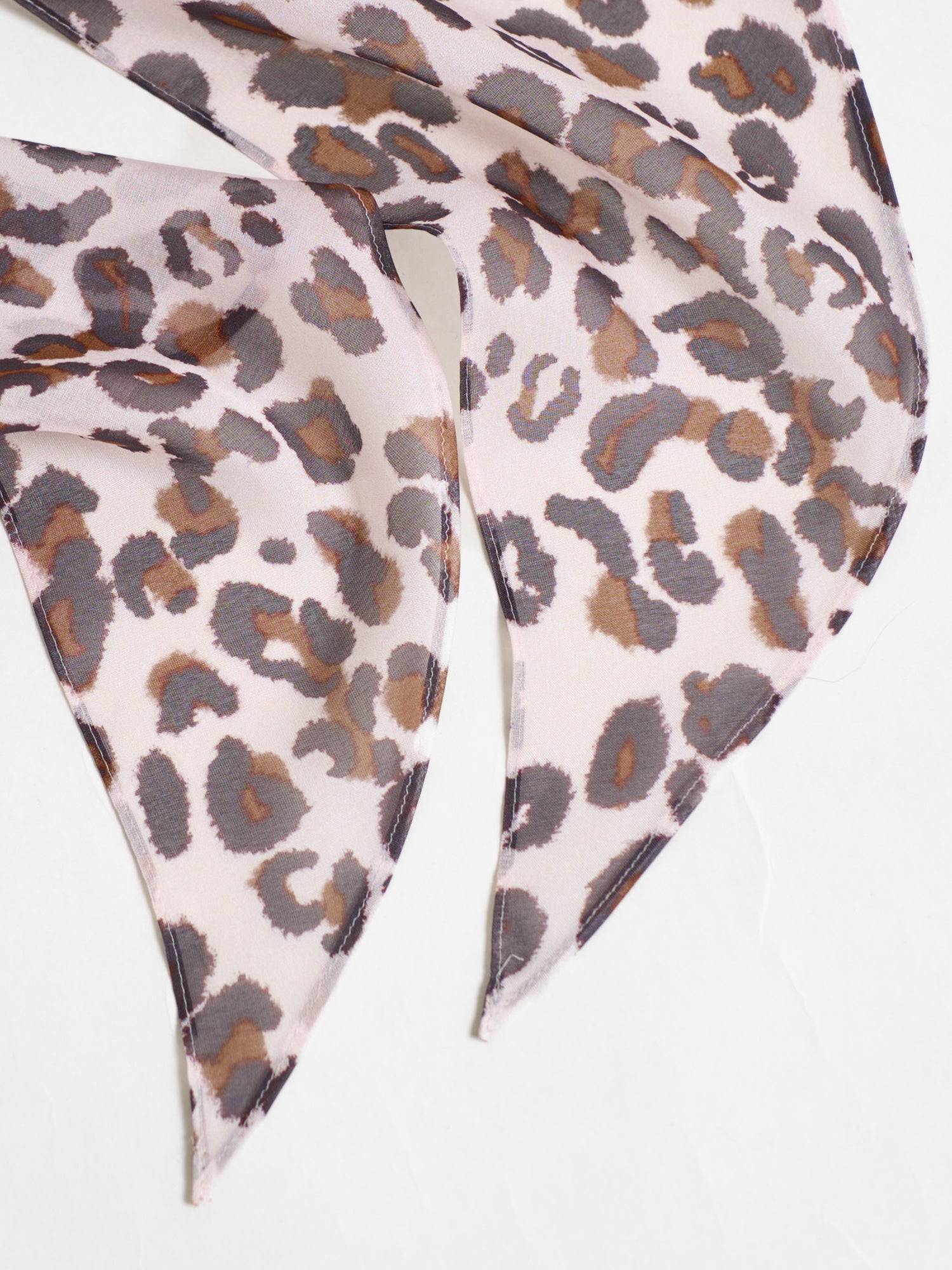 “Spot Chic" Silk Chiffon Neck Scarf - Blush Leopard