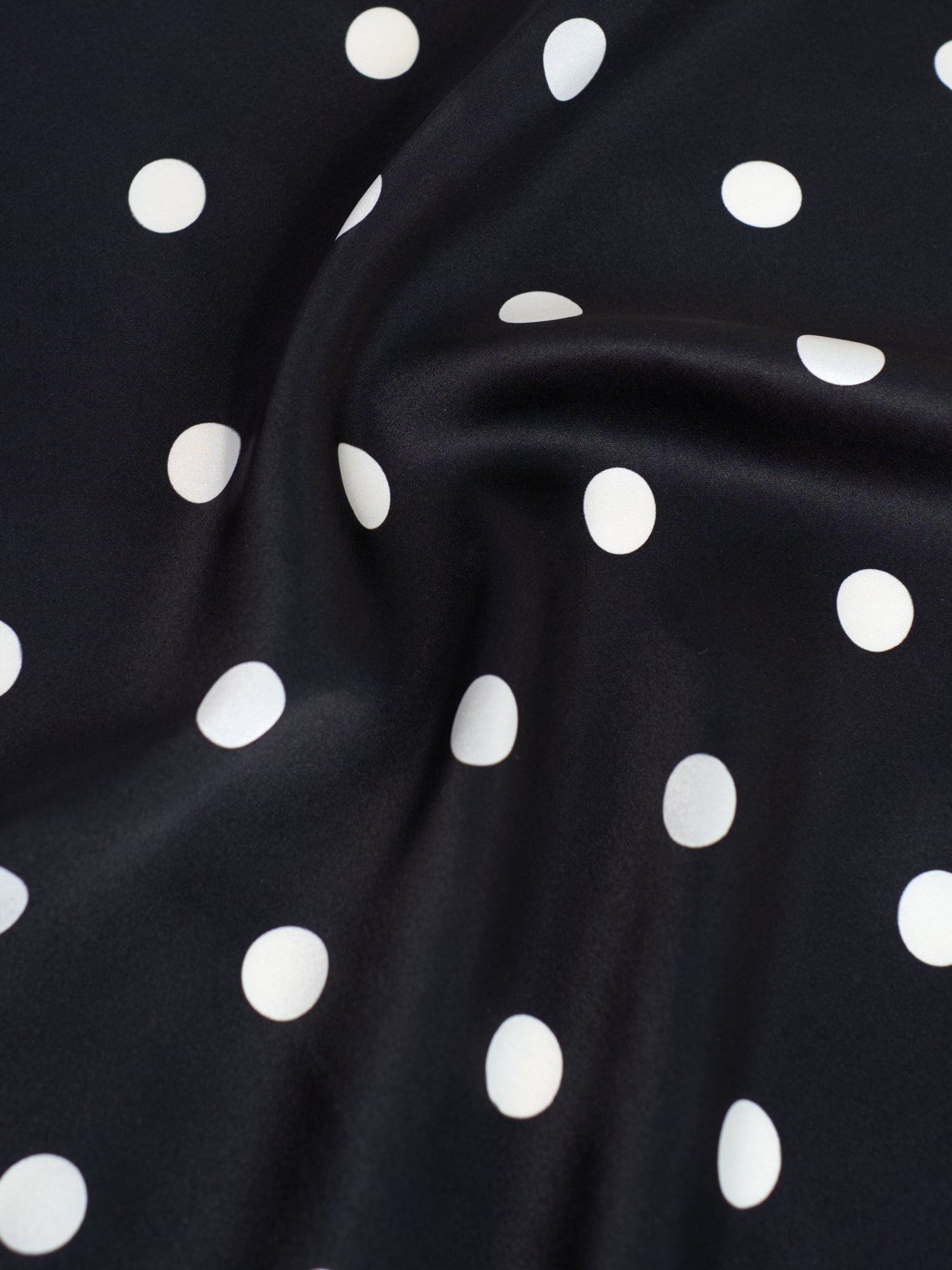 "Retro Polka" Silk Bandana Scarf - Black & White