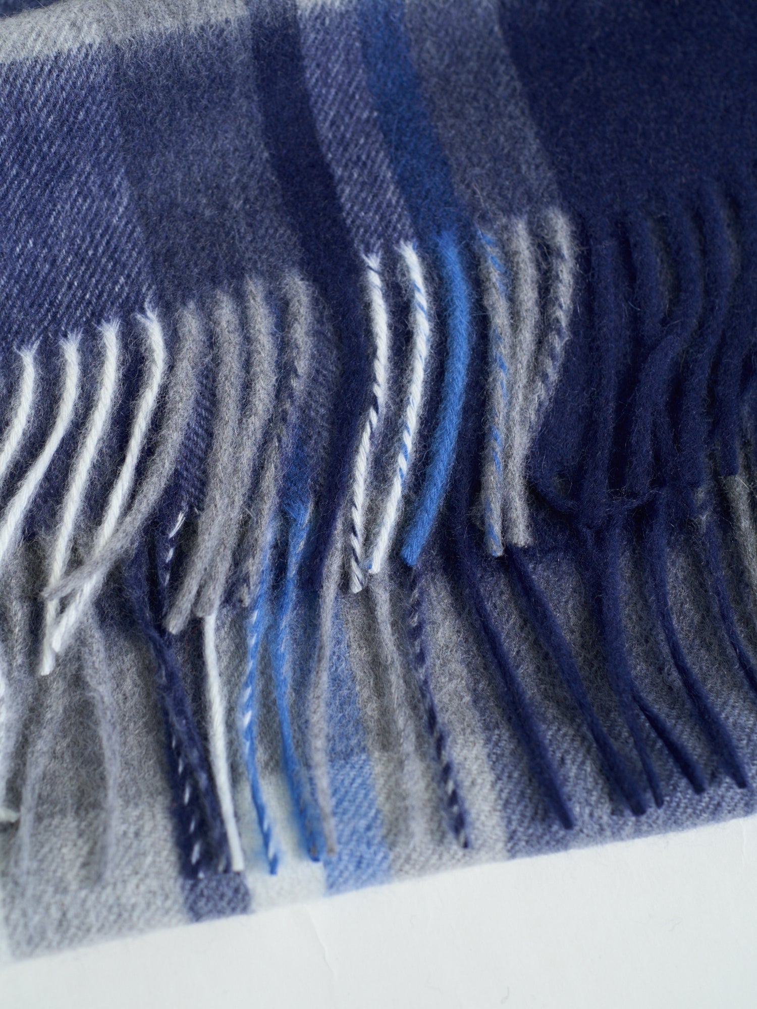 "Plaid" Cashmere Scarf - Dark Blue