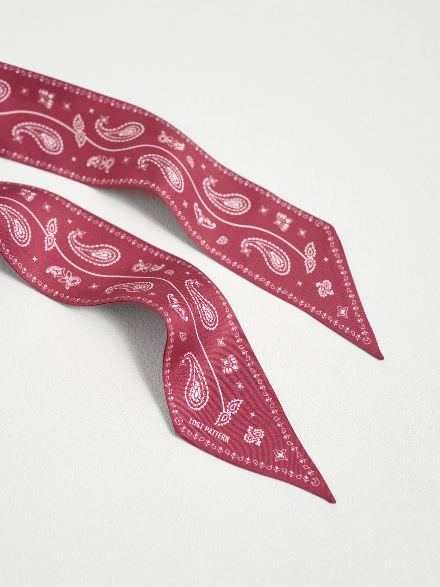 "Paisley" Silk Twill Skinny Scarf - Rodeo Red
