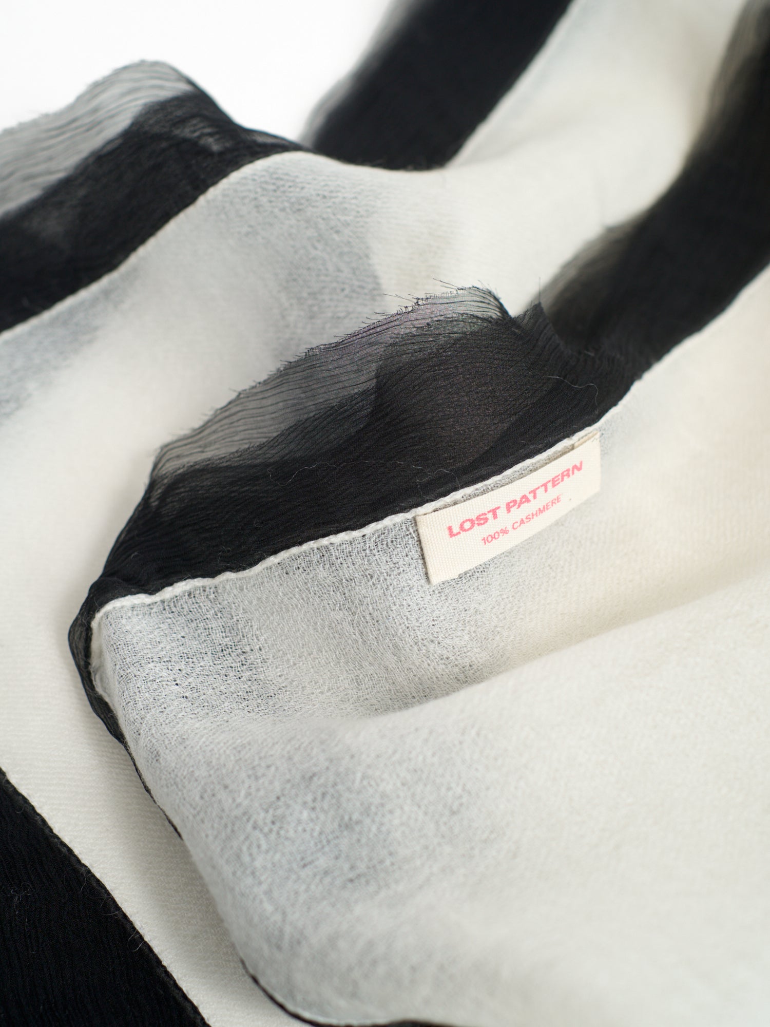 Silk-Bordered Cashmere Shawl - Black & White