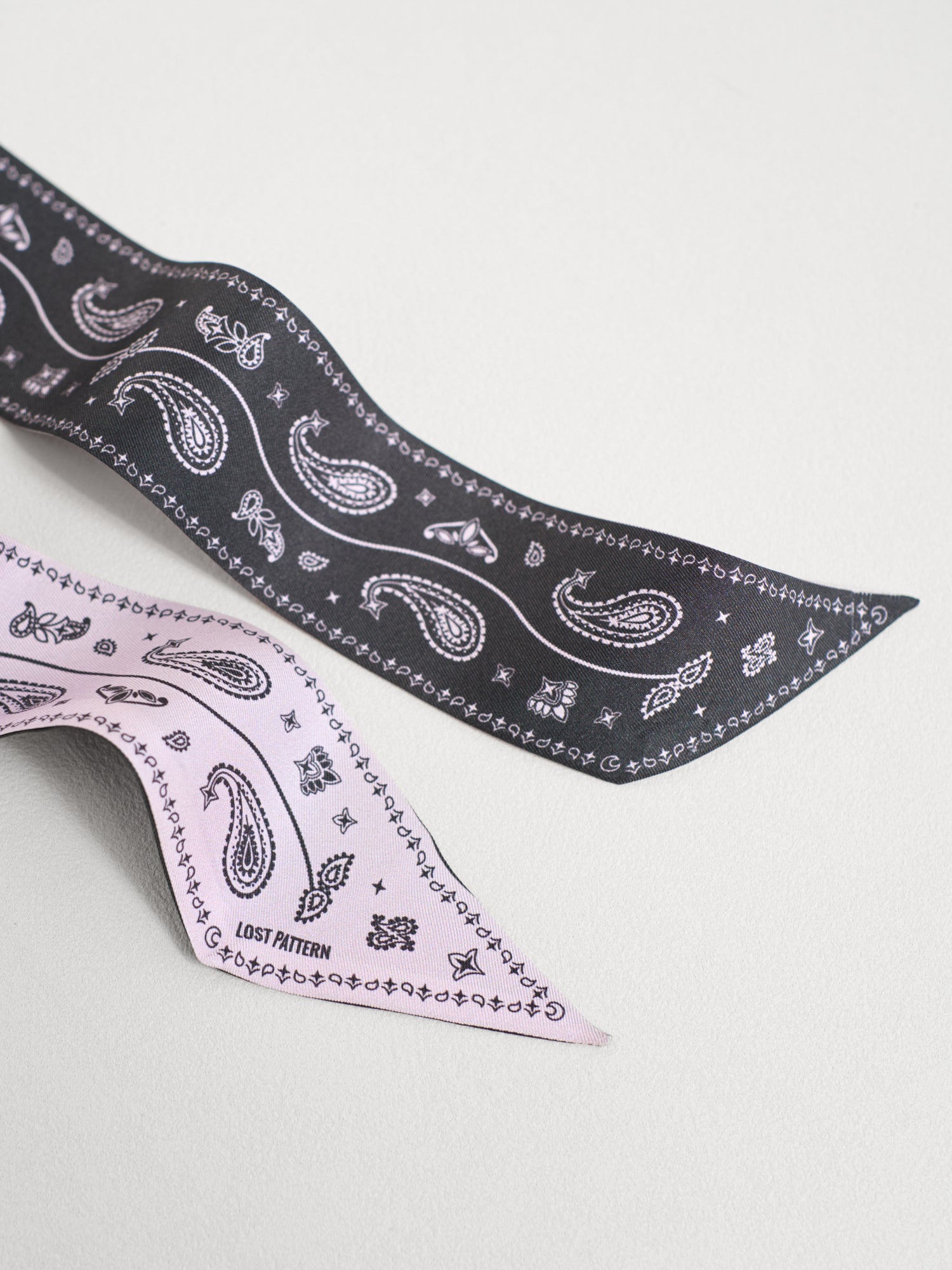 "Paisley" Silk Twill Skinny Scarf - Dusty Rose
