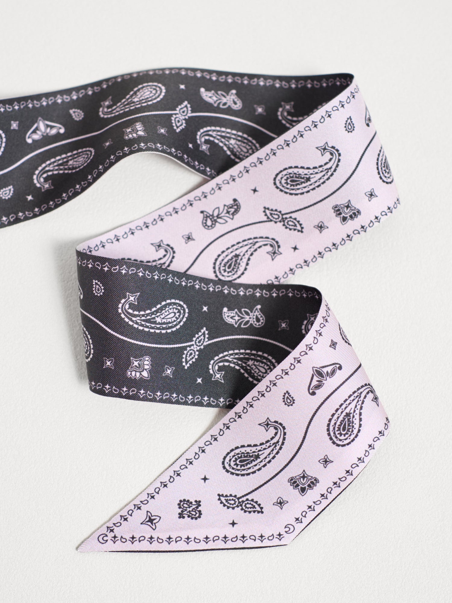 "Paisley" Silk Twill Skinny Scarf - Dusty Rose