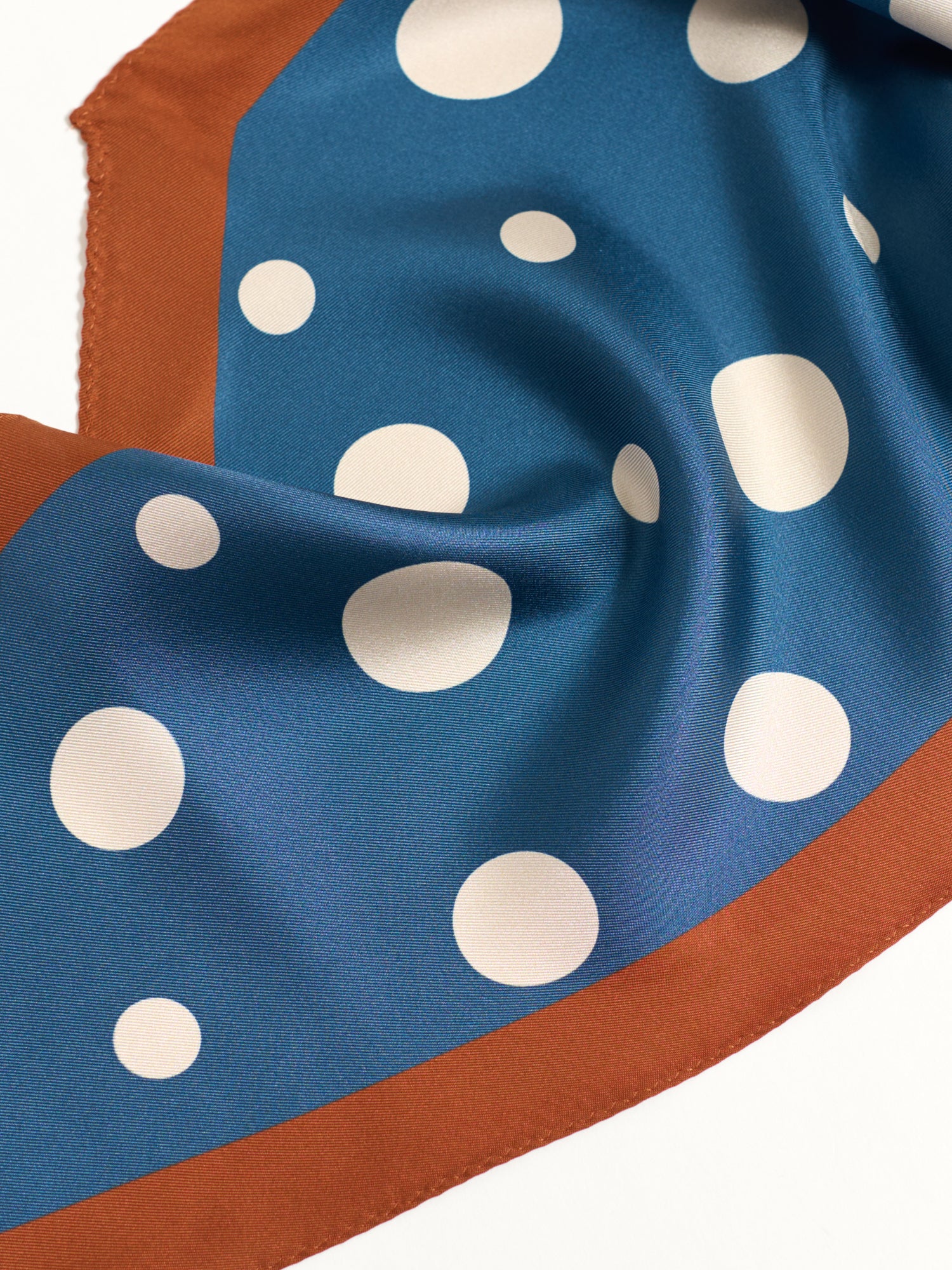 "Retro Polka" Silk Diamond Neckerchief - Salted Caramel