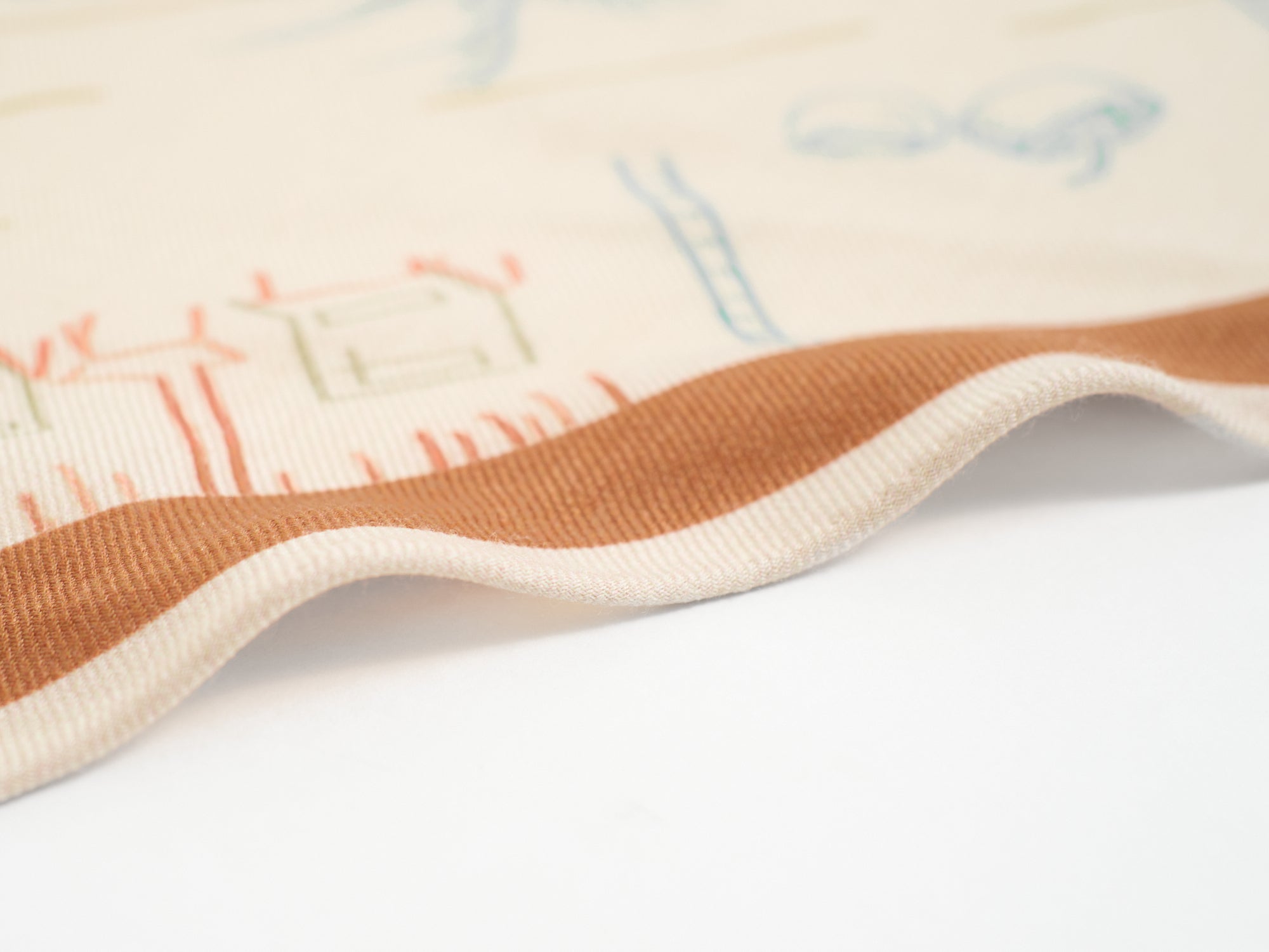 "Tropical Dream" Wool-Silk Triangle Wrap Scarf - Beige