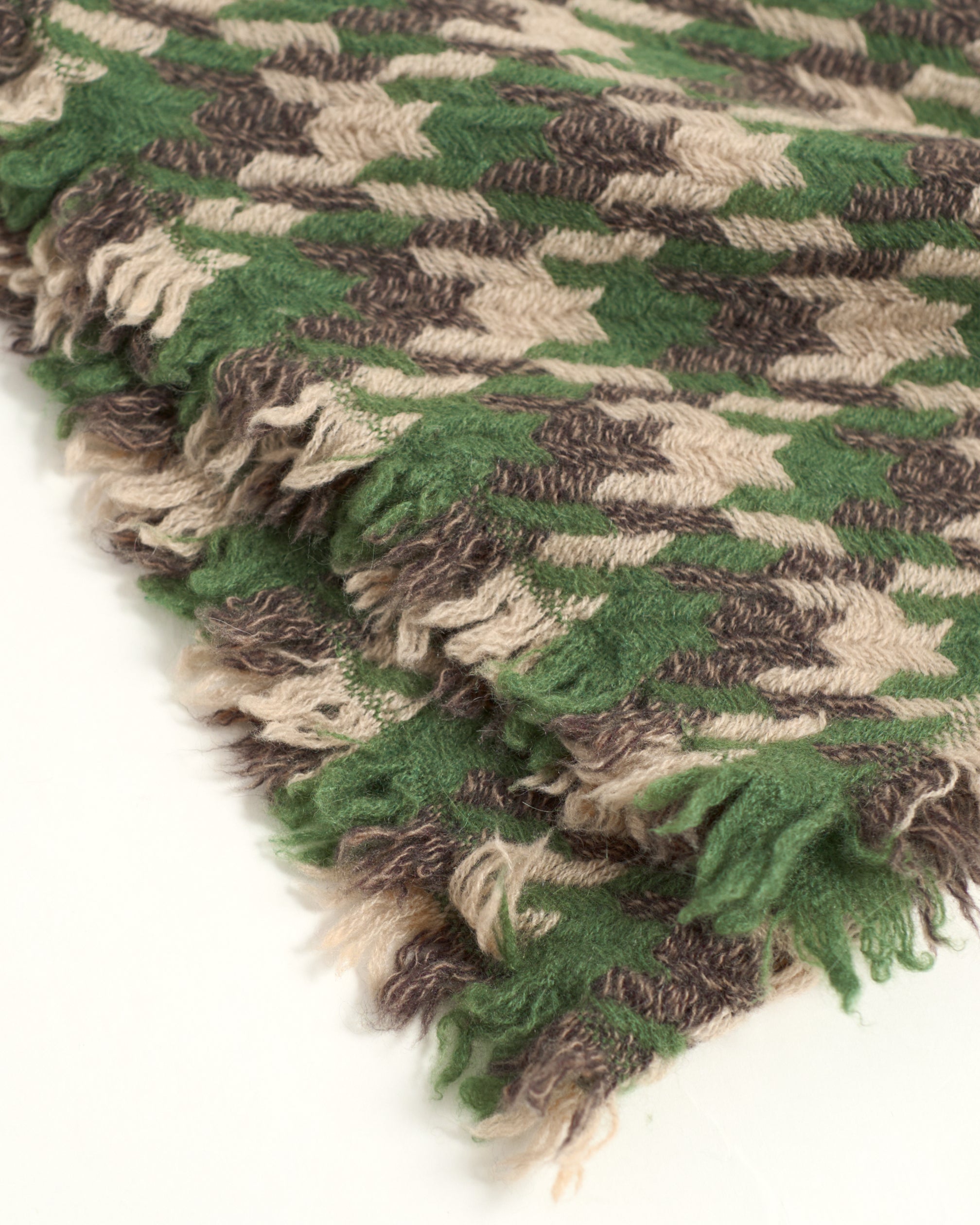 "Houndstooth" Cashmere Scarf - Matcha & Coffee