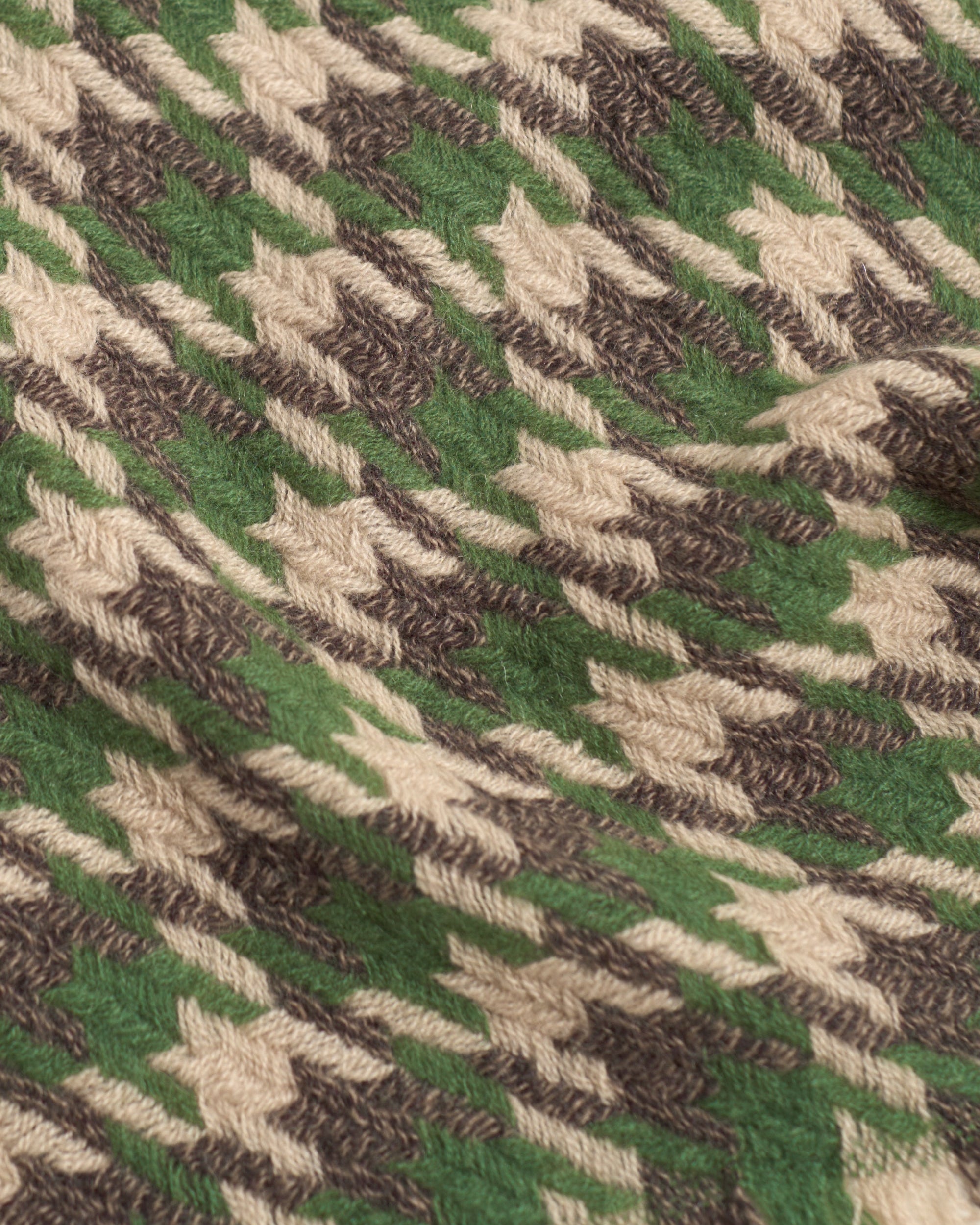 "Houndstooth" Cashmere Scarf - Matcha & Coffee