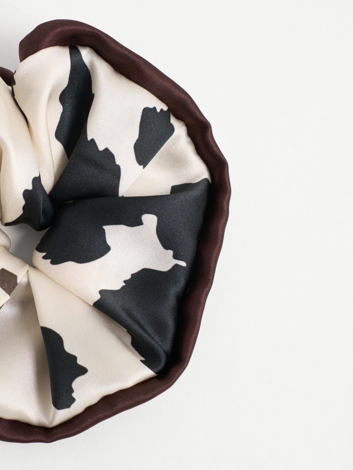 "Spot Chic" Oversized Silk Scrunchie - Cow Print