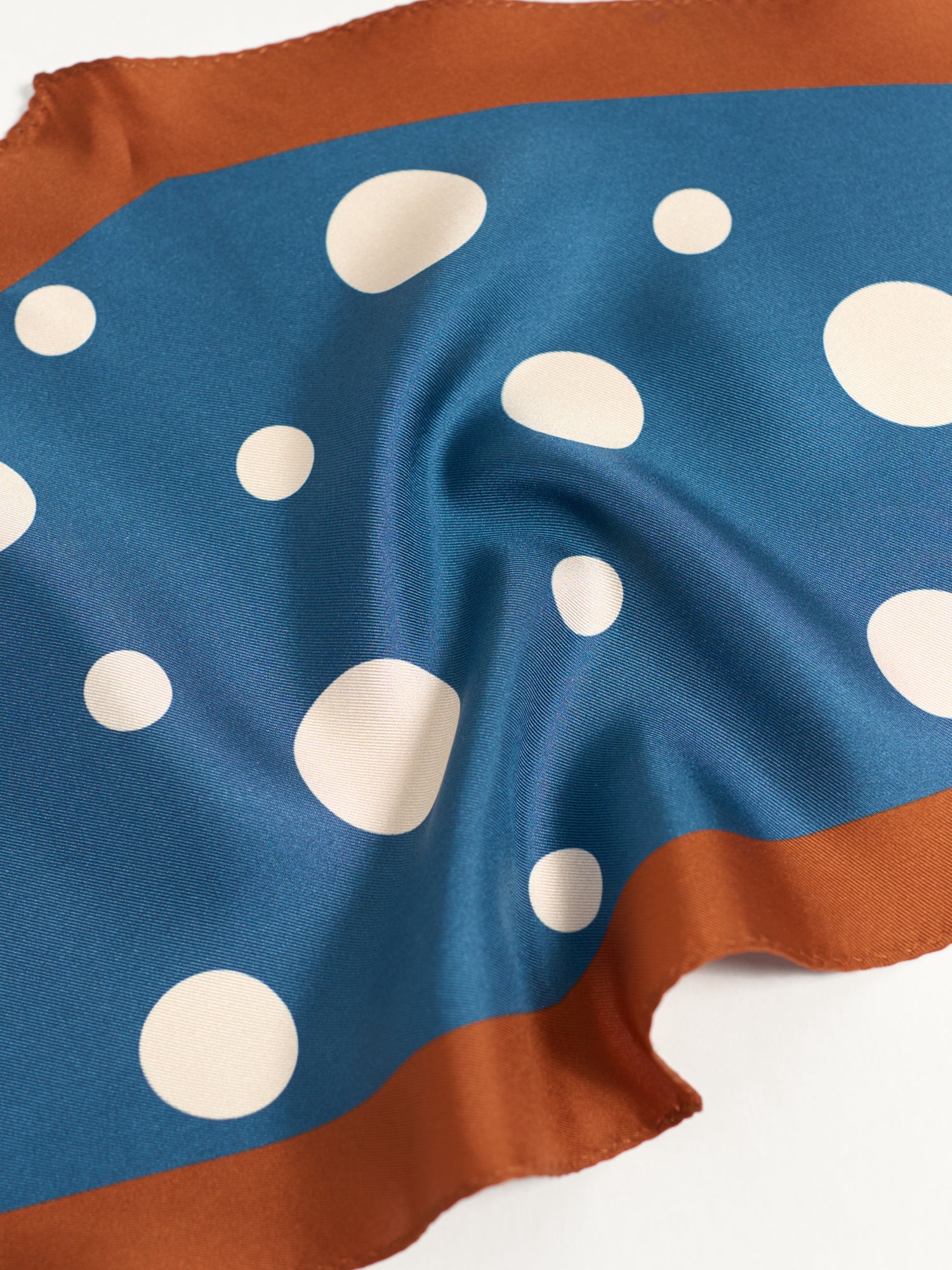"Retro Polka" Silk Diamond Neckerchief - Salted Caramel