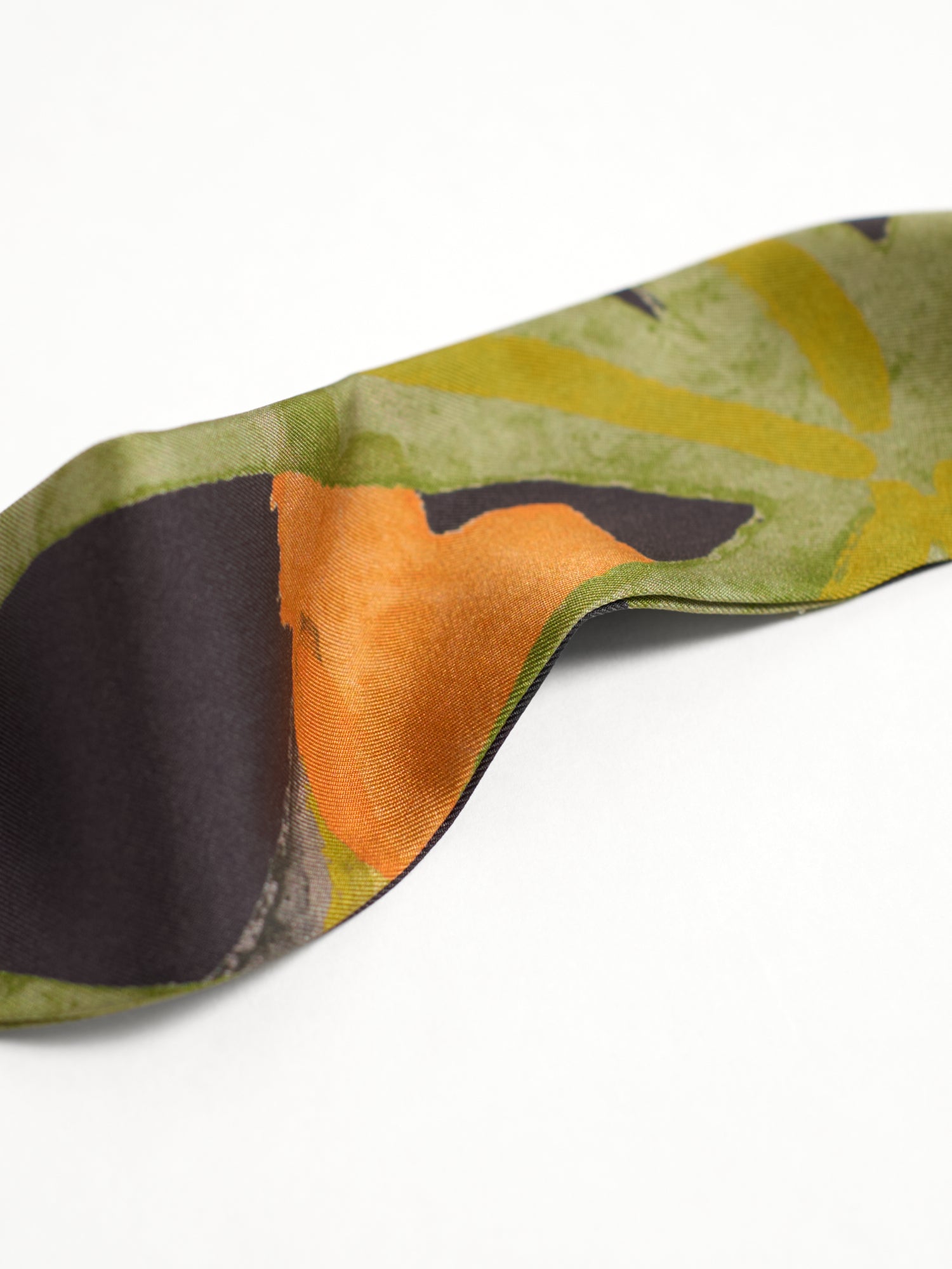 "Ethereal Mirage" Silk Twill Skinny Scarf - Dark Brown