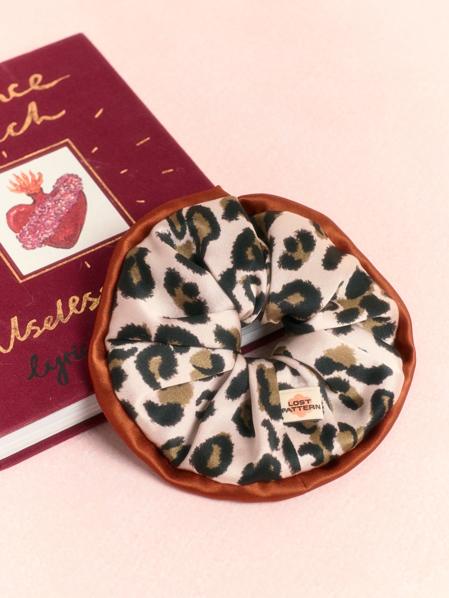 "Spot Chic" Oversized Silk Scrunchie - Blush Leopard