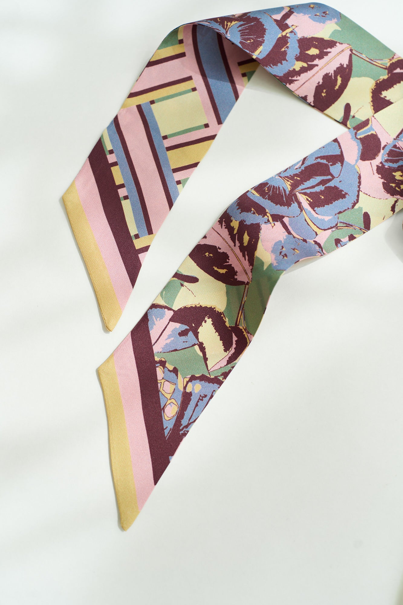 Lost Pattern x Leatherology Silk Twilly Scarf - Pastel - LOST PATTERN Silk Skinny Scarf