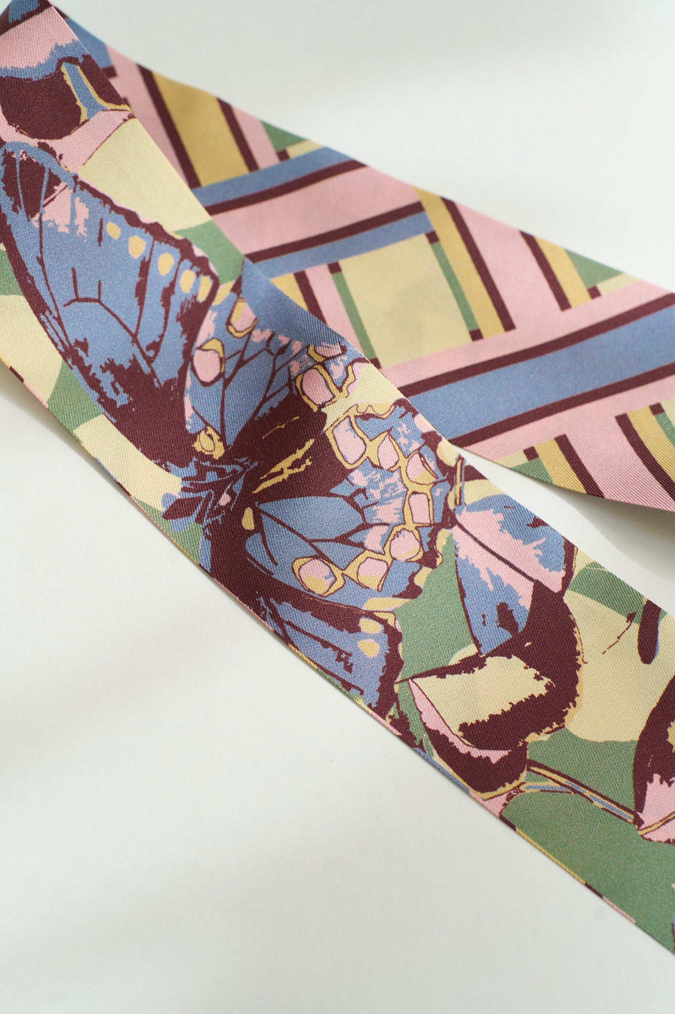 Lost Pattern x Leatherology Silk Twilly Scarf - Pastel - LOST PATTERN Silk Skinny Scarf