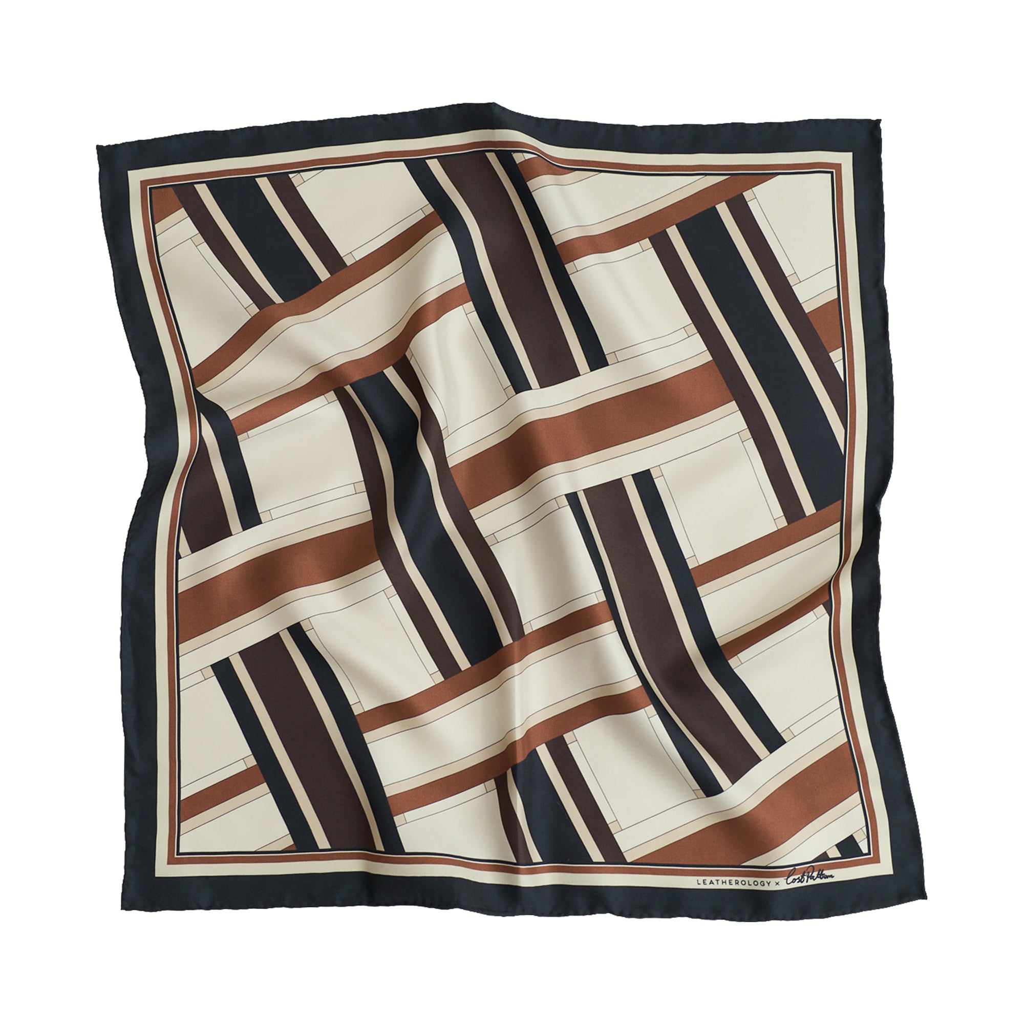 Lost Pattern x Leatherology Silk Square Scarf - Neutral - Neutral - LOST PATTERN Silk Square Scarf