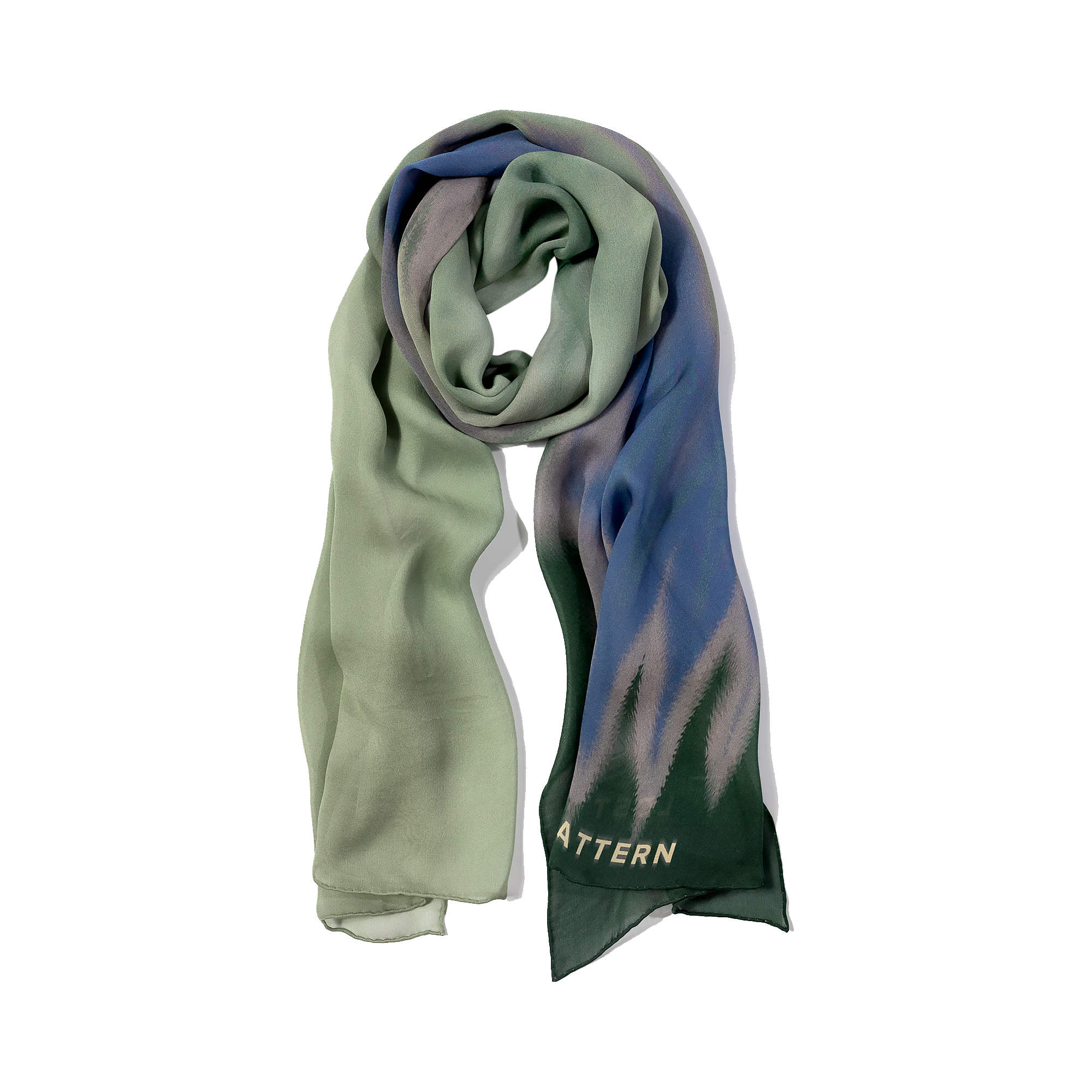 "Mist" Silk Chiffon Scarf - Green & Blue - Green & Blue - LOST PATTERN Silk Shawl