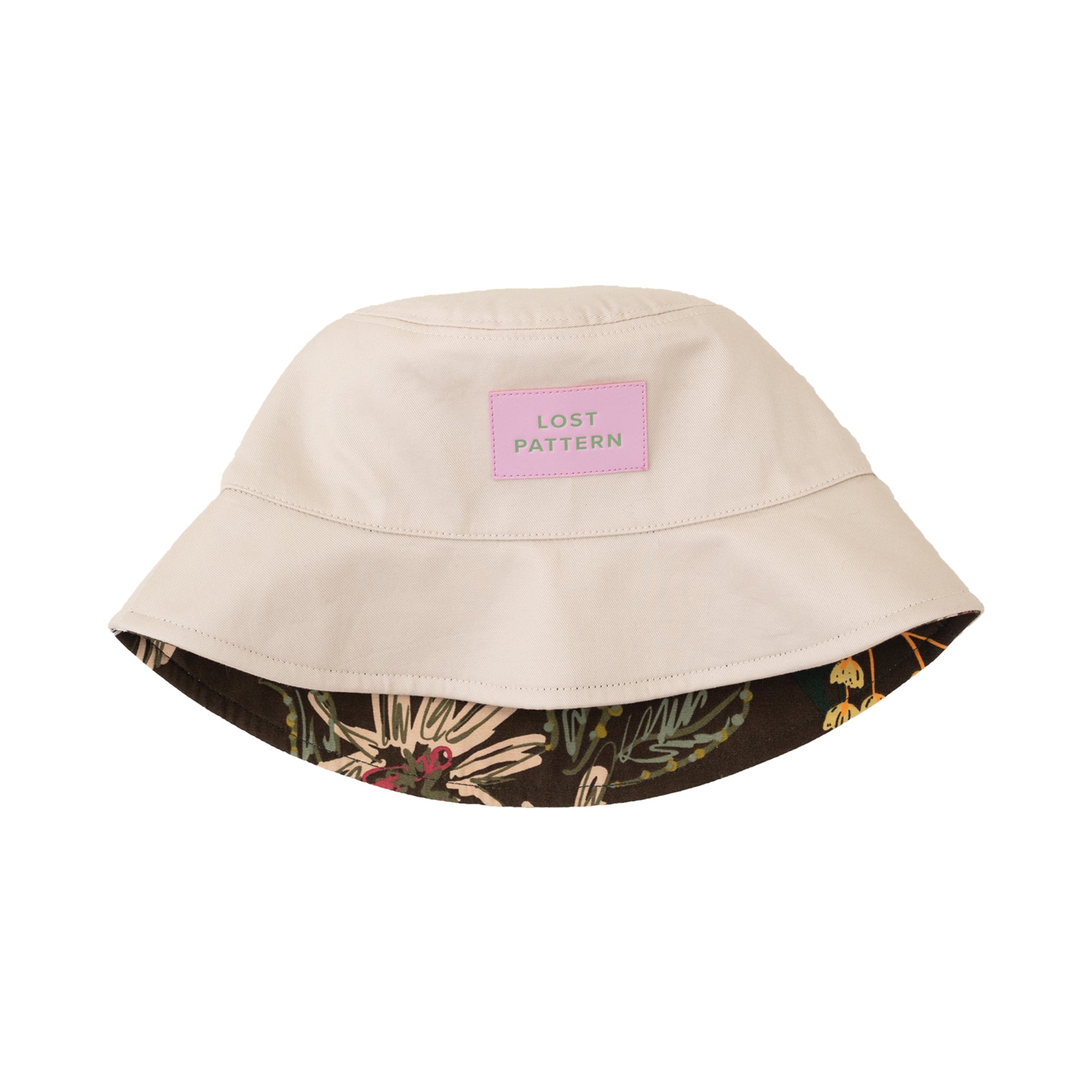 "Forest" Cotton Reversible Bucket Hat - Cream - LOST PATTERN Hats