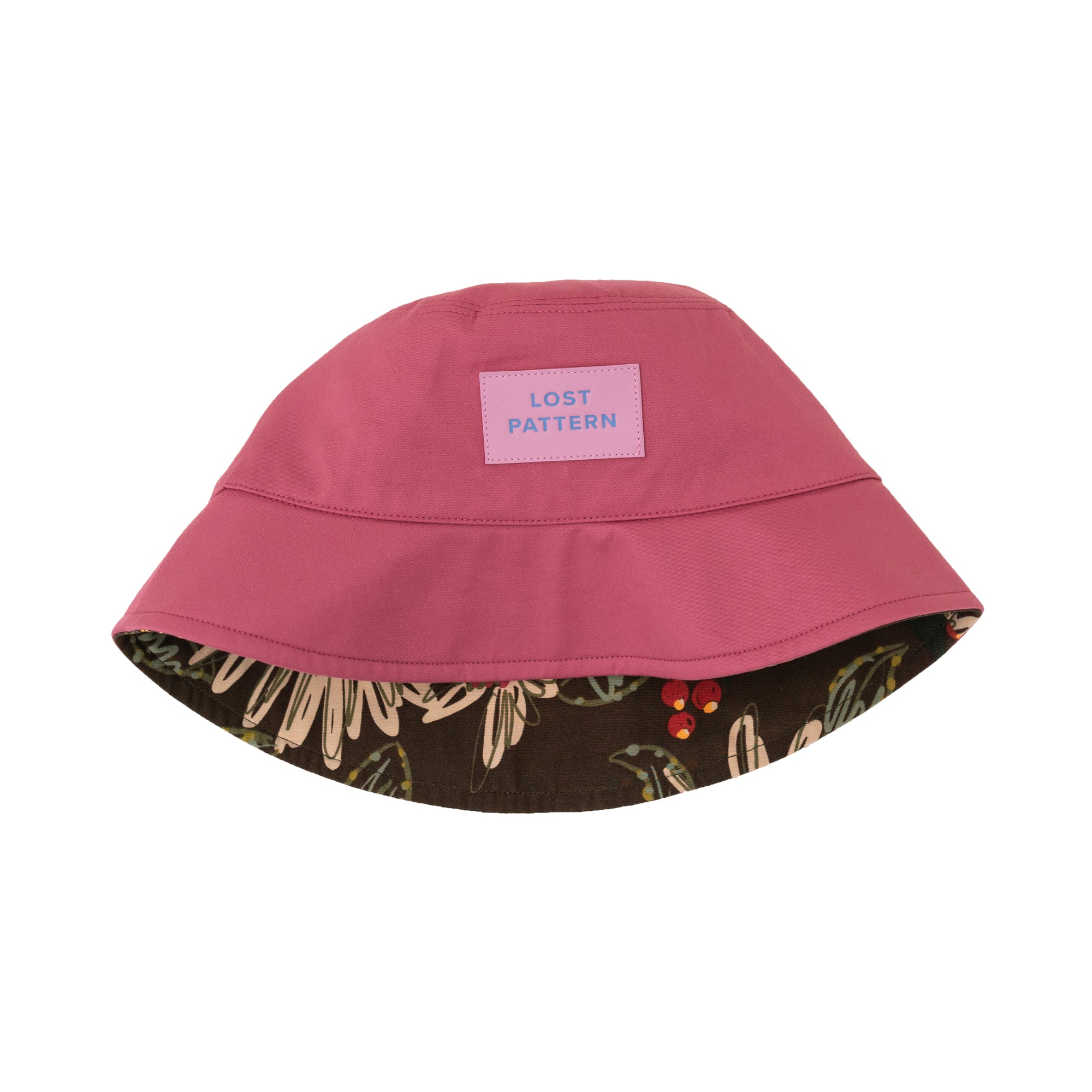 "Forest" Cotton Reversible Bucket Hat - Rose Red - LOST PATTERN Hats
