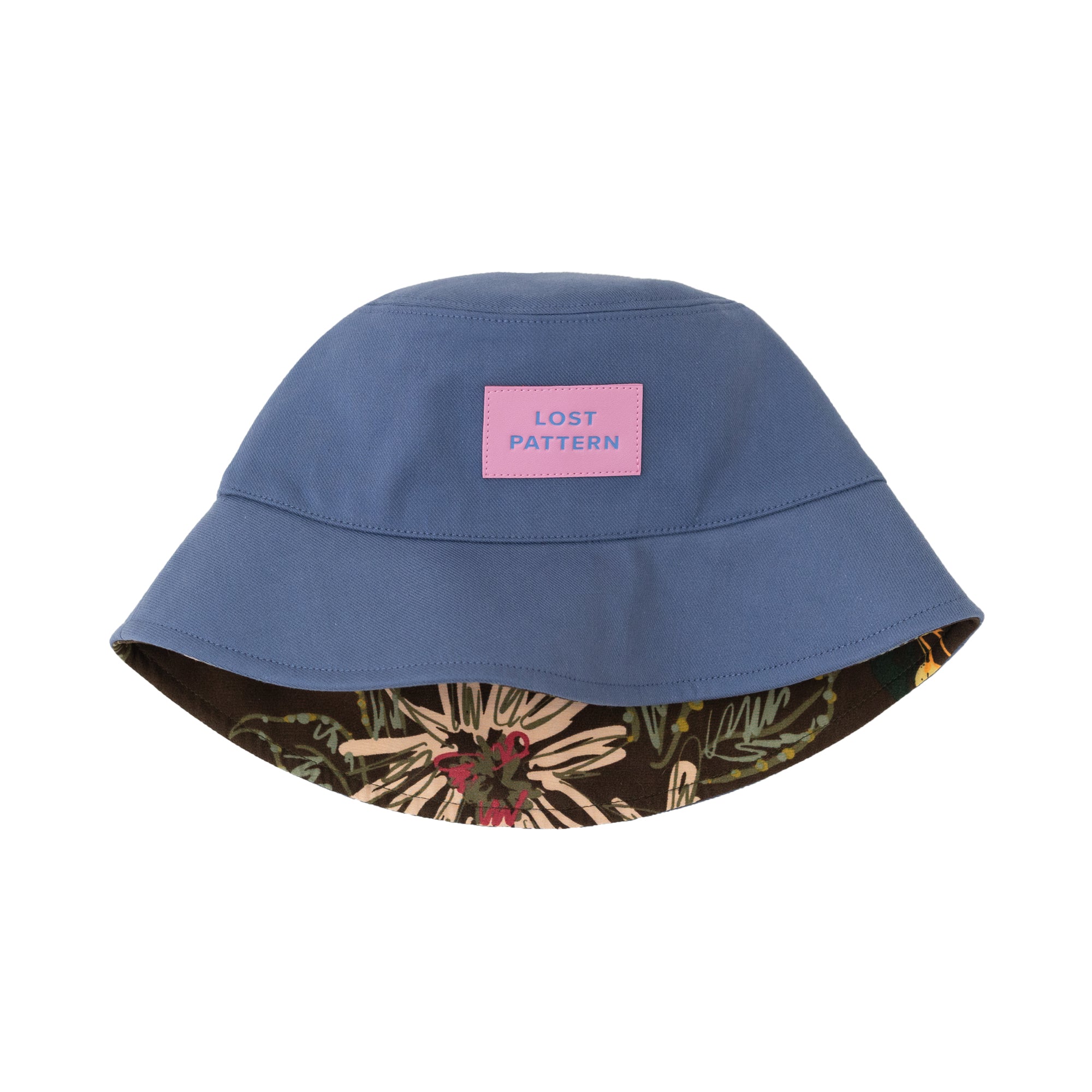 "Forest" Cotton Reversible Bucket Hat - Blue - LOST PATTERN Hats