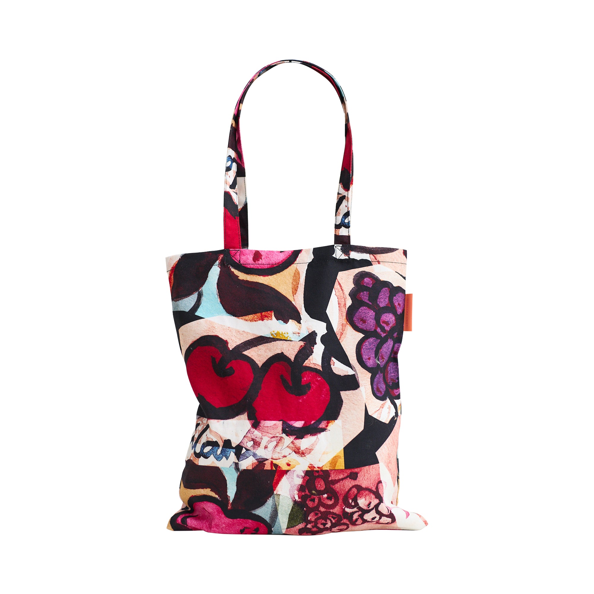 "Lost Cherries" Cotton Tote Bag - Cherry Red - LOST PATTERN Tote Bag