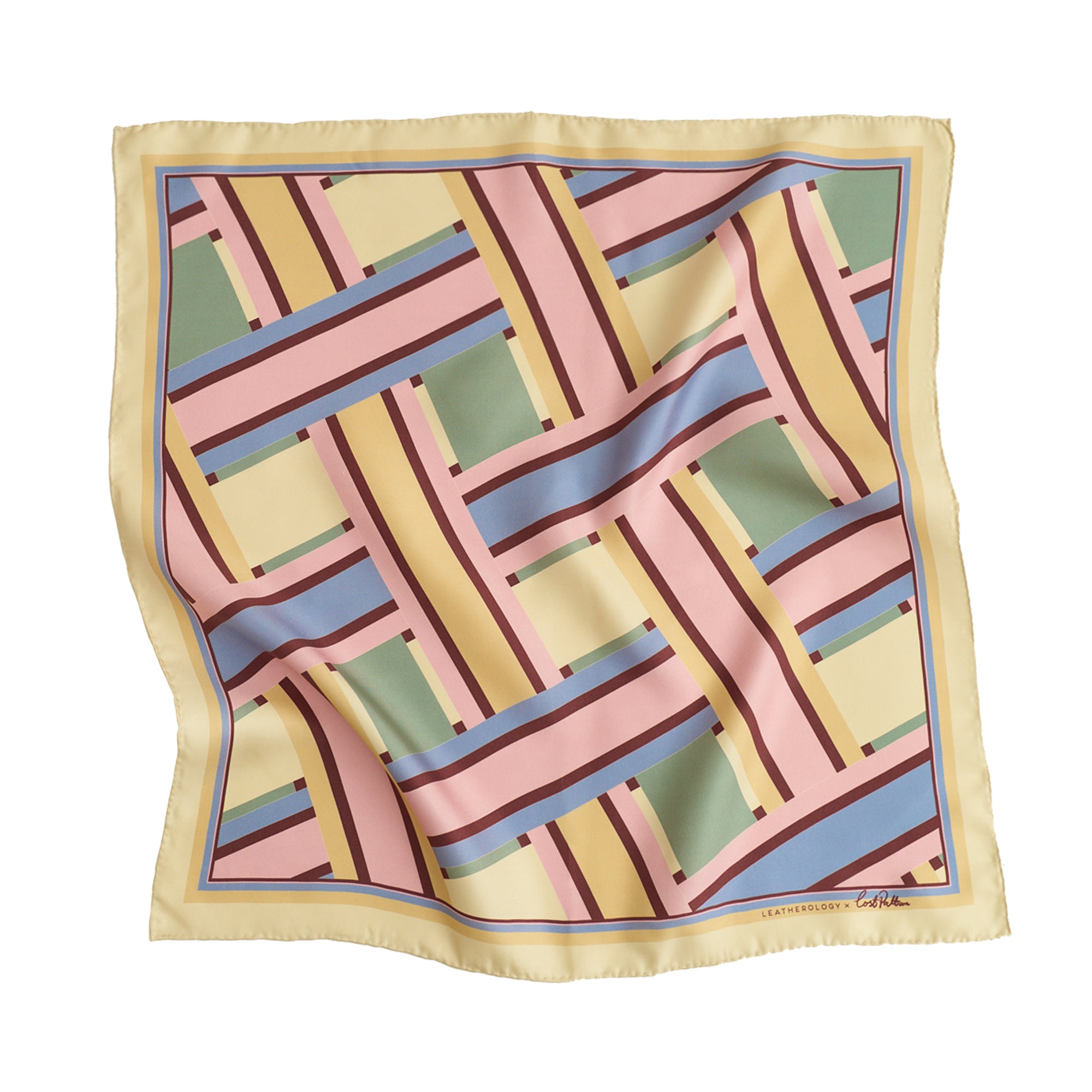 Lost Pattern x Leatherology Silk Square Scarf - Pastel - Pastel - LOST PATTERN Silk Square Scarf