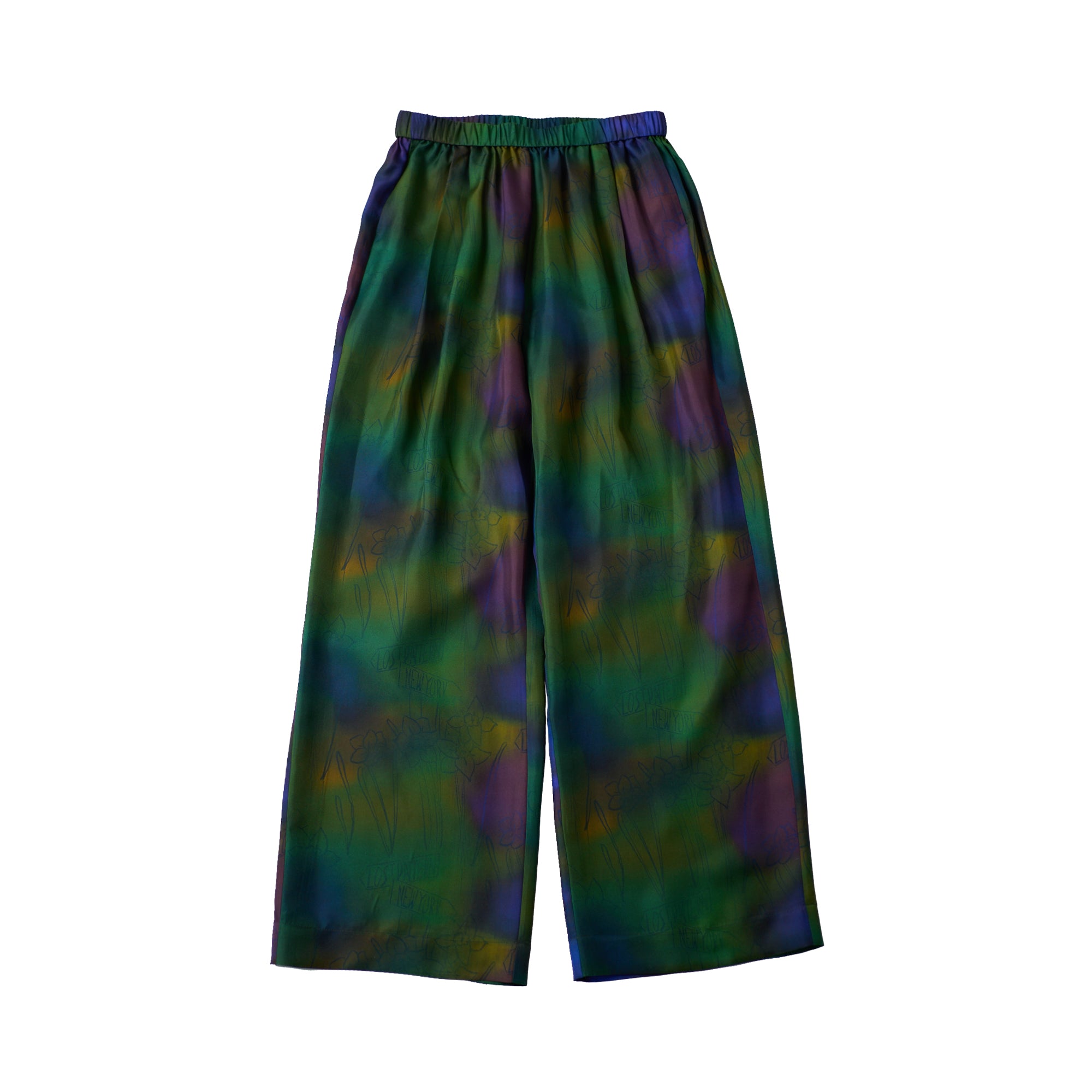 "Brooklyn" Silk Wide Leg Pants - Green - Green / S - LOST PATTERN Pants