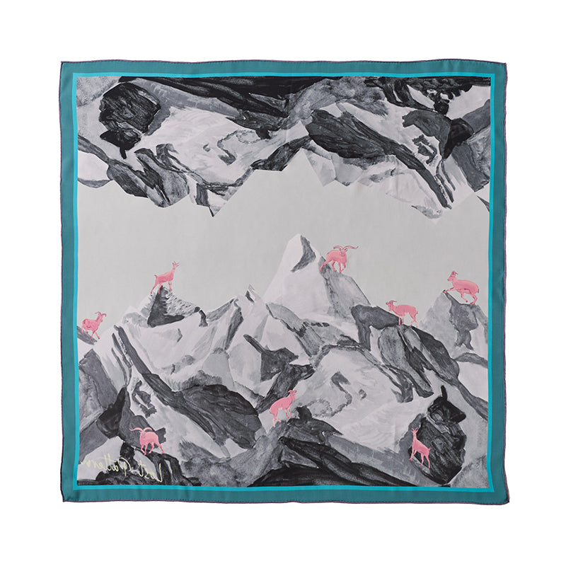 "Himalaya" Large Silk Scarf - LOST PATTERN Silk Square Scarf