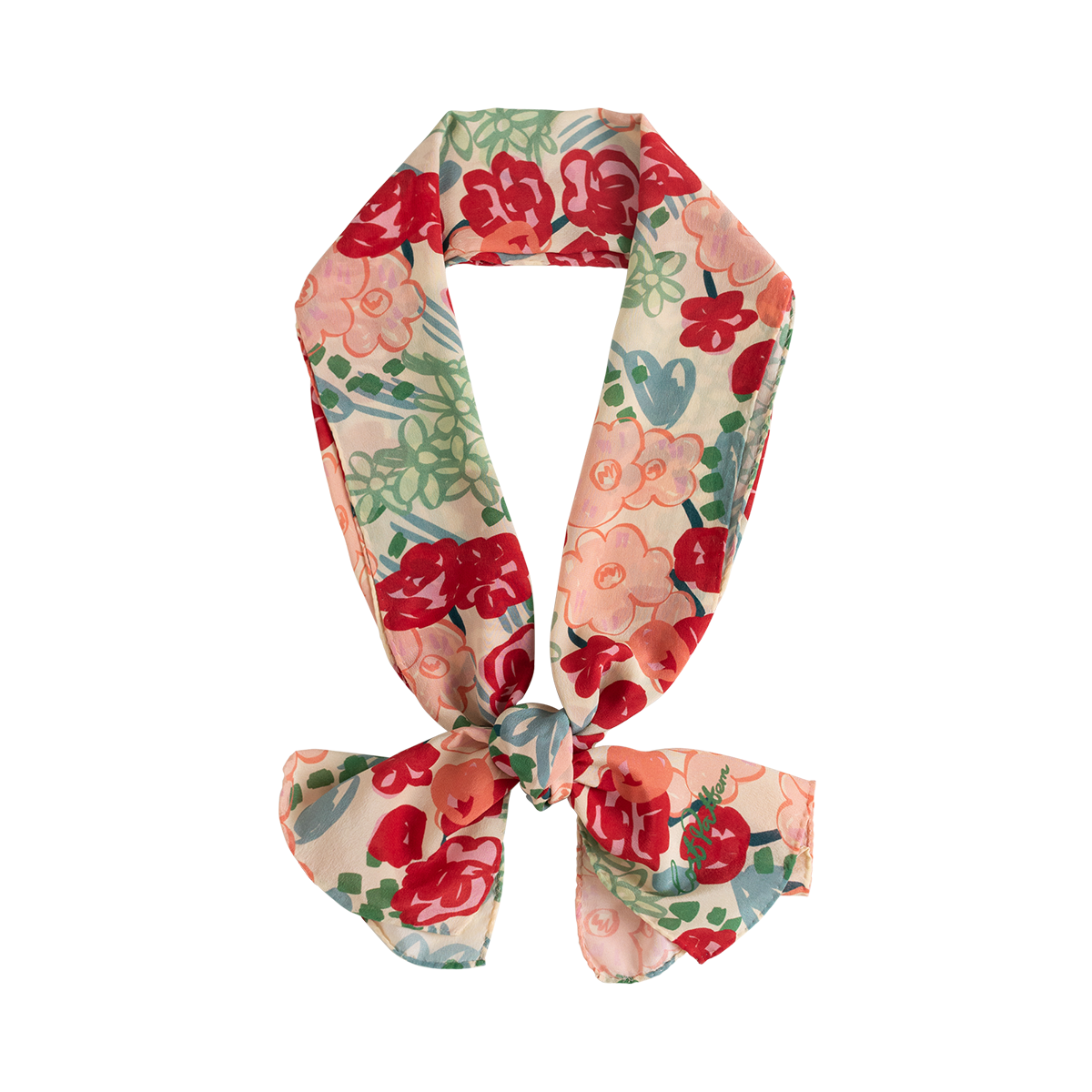 "Garden Chic" Silk Crepe Scarf - Floral - Floral - LOST PATTERN Silk Bandana