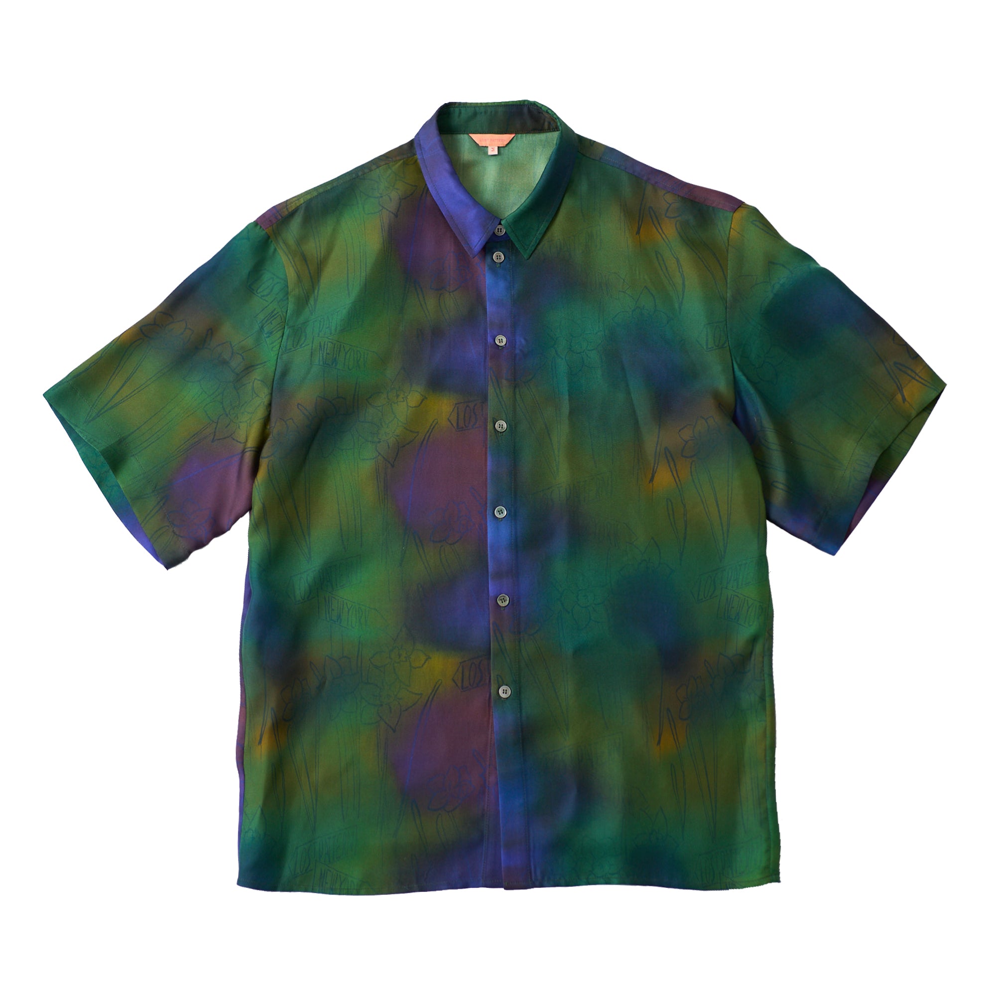 Oversized Silk Shirt - Green - Green / S - LOST PATTERN Shirt