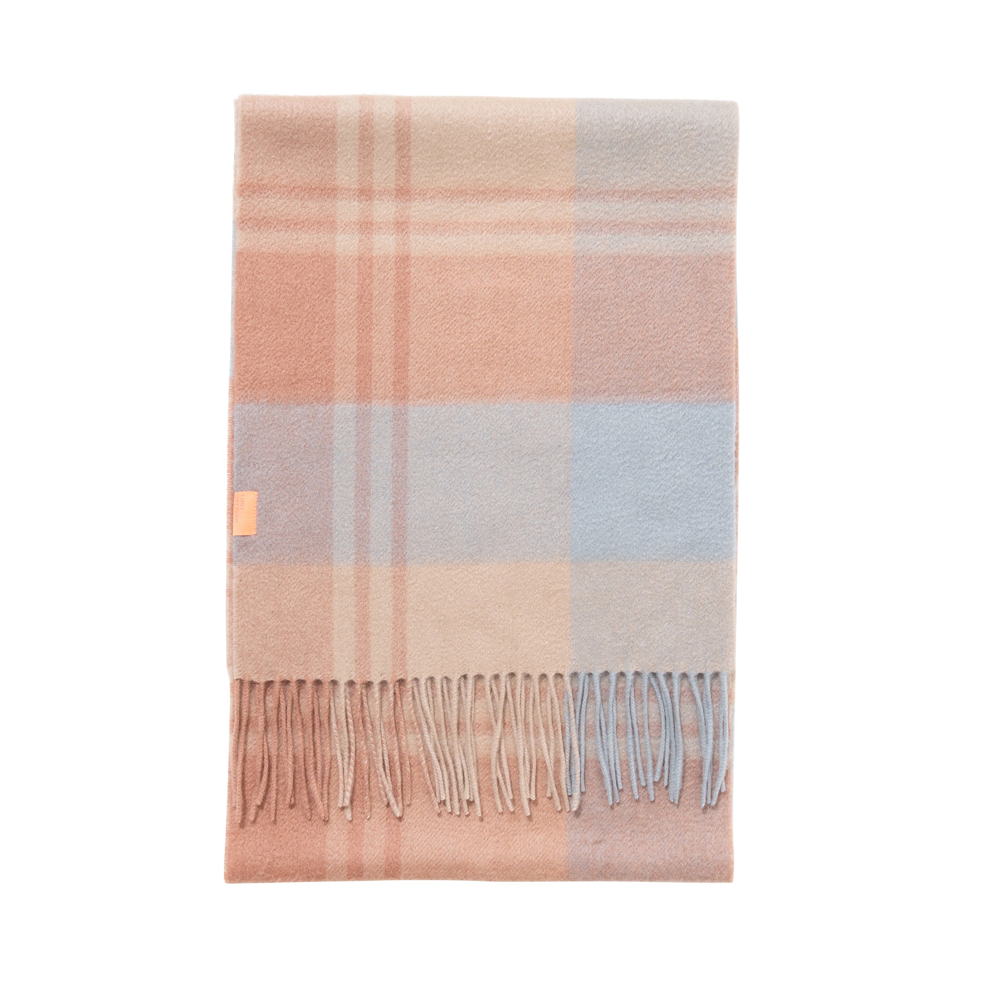 "Plaid" Cashmere Scarf - Pink & Blue - Pink & Blue - LOST PATTERN Cashmere