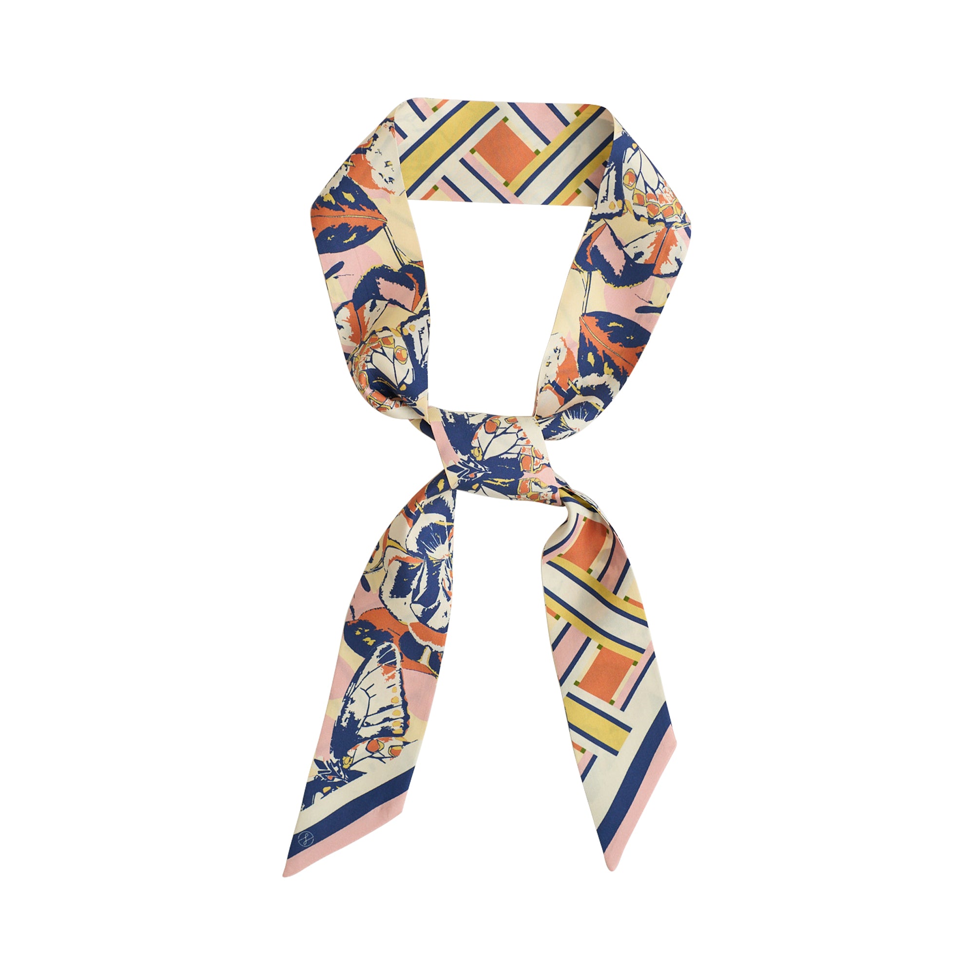 Lost Pattern x Leatherology Silk Twilly Scarf - Bright - Bright - LOST PATTERN Silk Skinny Scarf