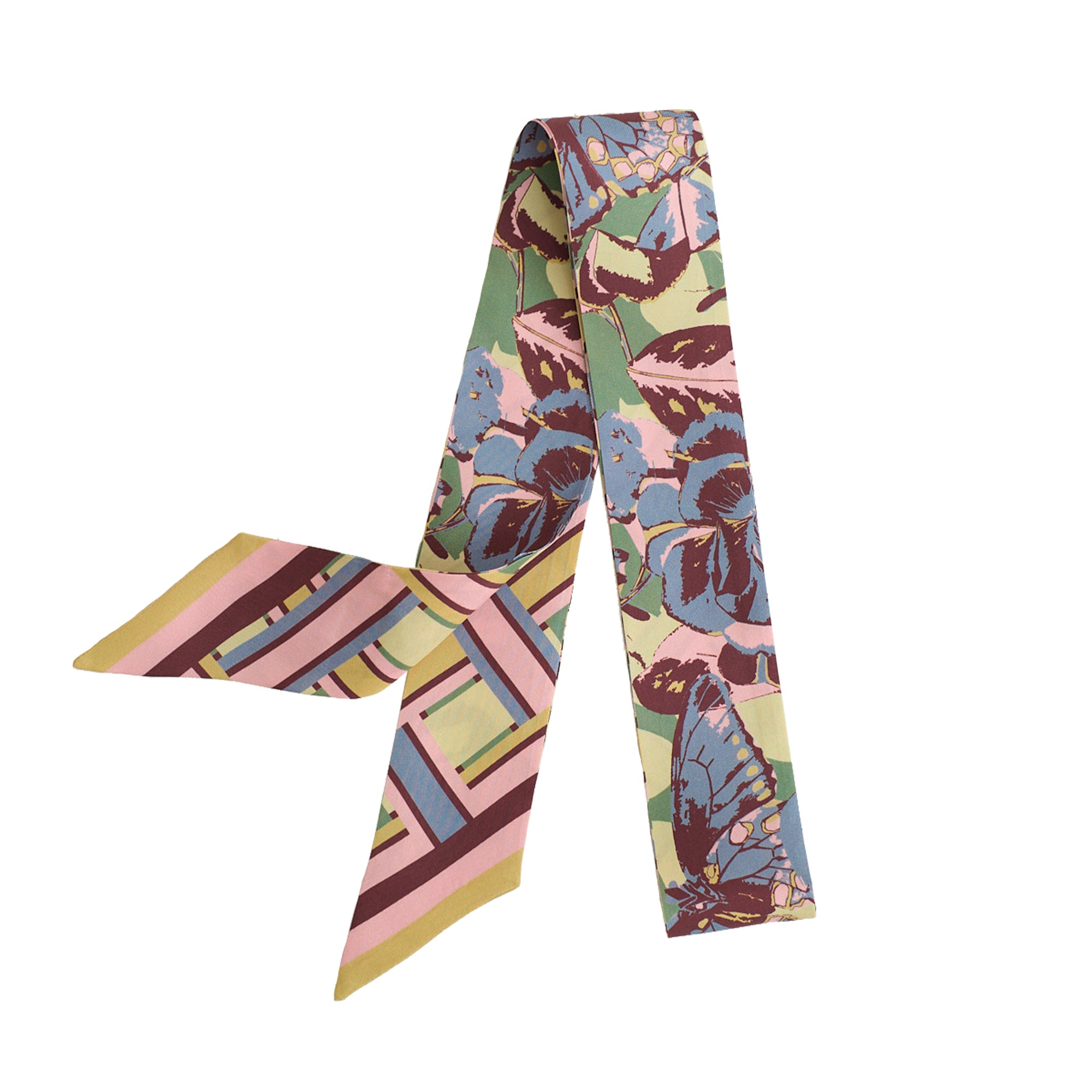 Lost Pattern x Leatherology Silk Twilly Scarf - Pastel - LOST PATTERN Silk Skinny Scarf