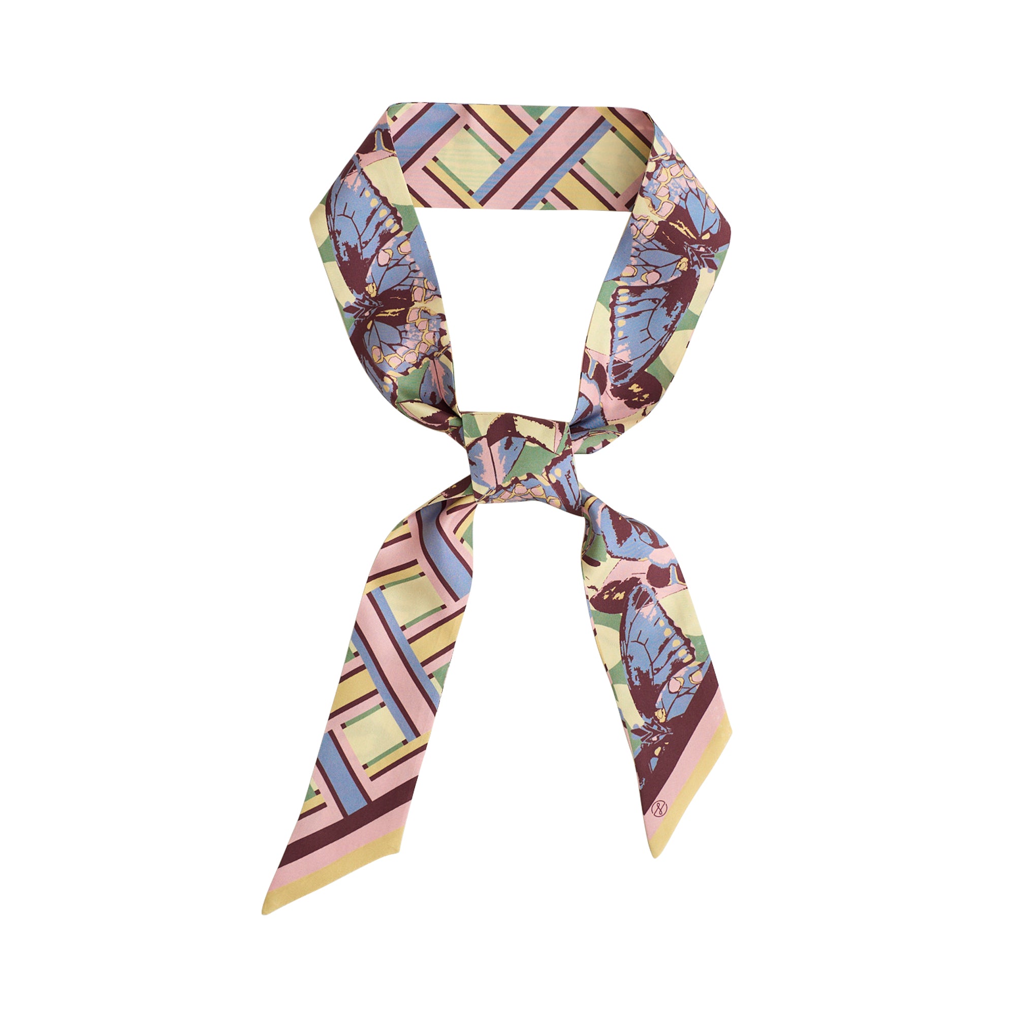 Lost Pattern x Leatherology Silk Twilly Scarf - Pastel - Pastel - LOST PATTERN Silk Skinny Scarf