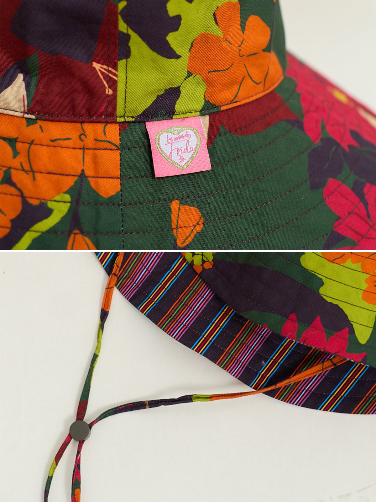 FRIDA x LOST PATTERN "Frida's Garden" Cotton Reversible Sun Hat - Green - LOST PATTERN Hats