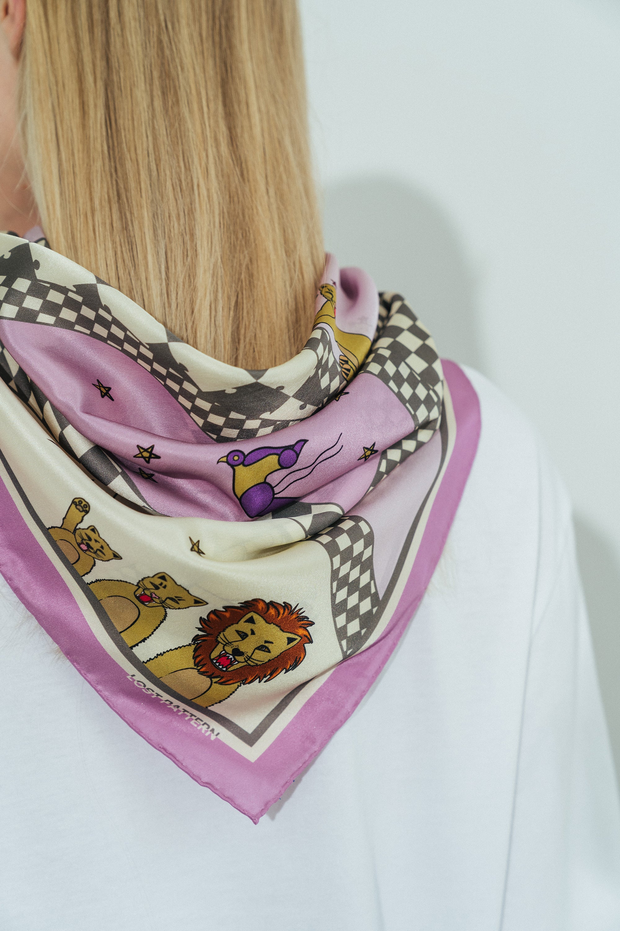 "Journey" Silk Scarf by SHANTALL LACAYO - Lavender Pink - LOST PATTERN Silk Square Scarf