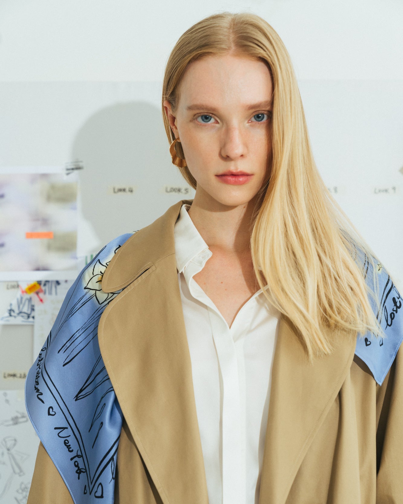 "New York in Sketches" Silk Scarf NYC Scarf LOST PATTERN