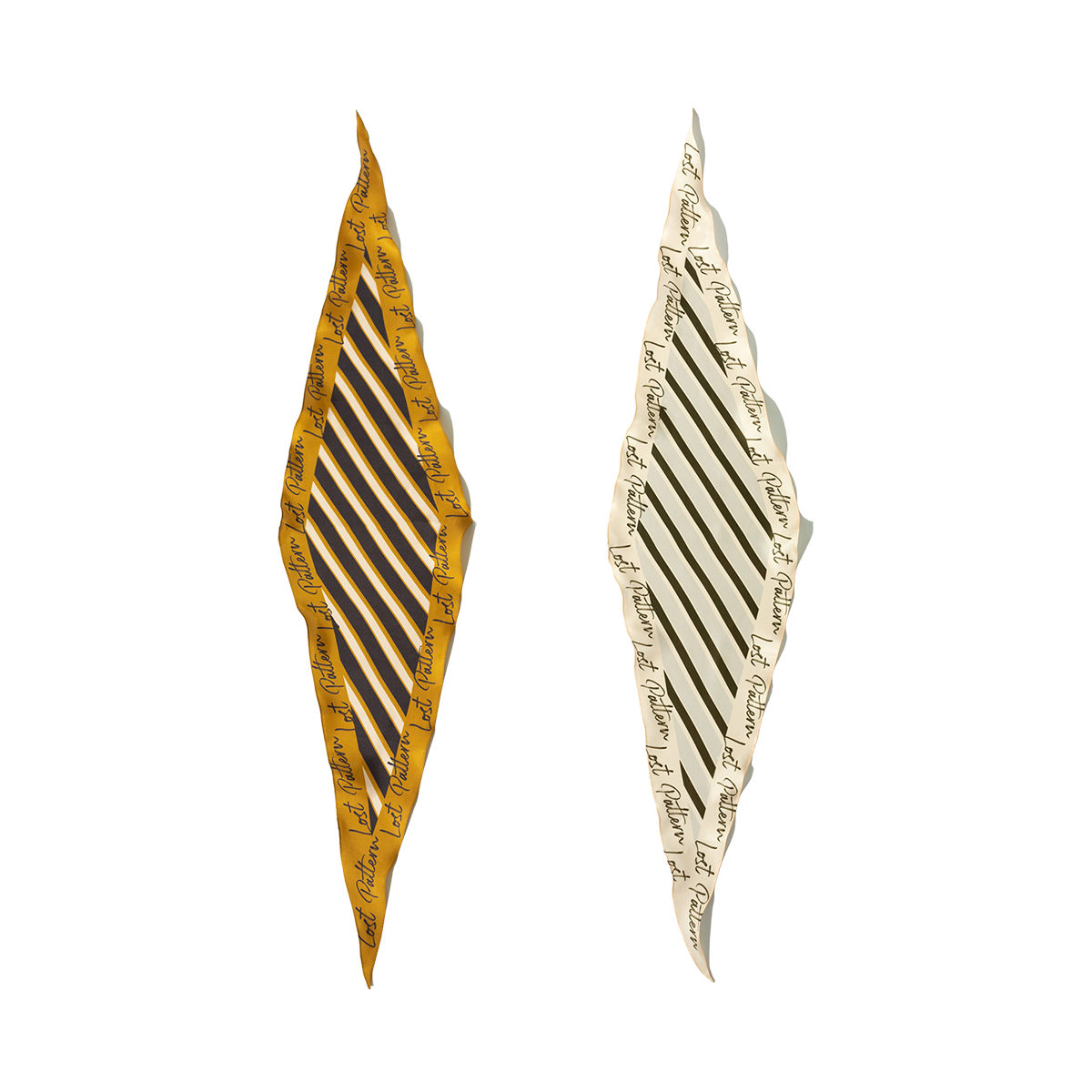 "Stripe" Silk Diamond Neckerchief - Gold - LOST PATTERN Silk Bandana