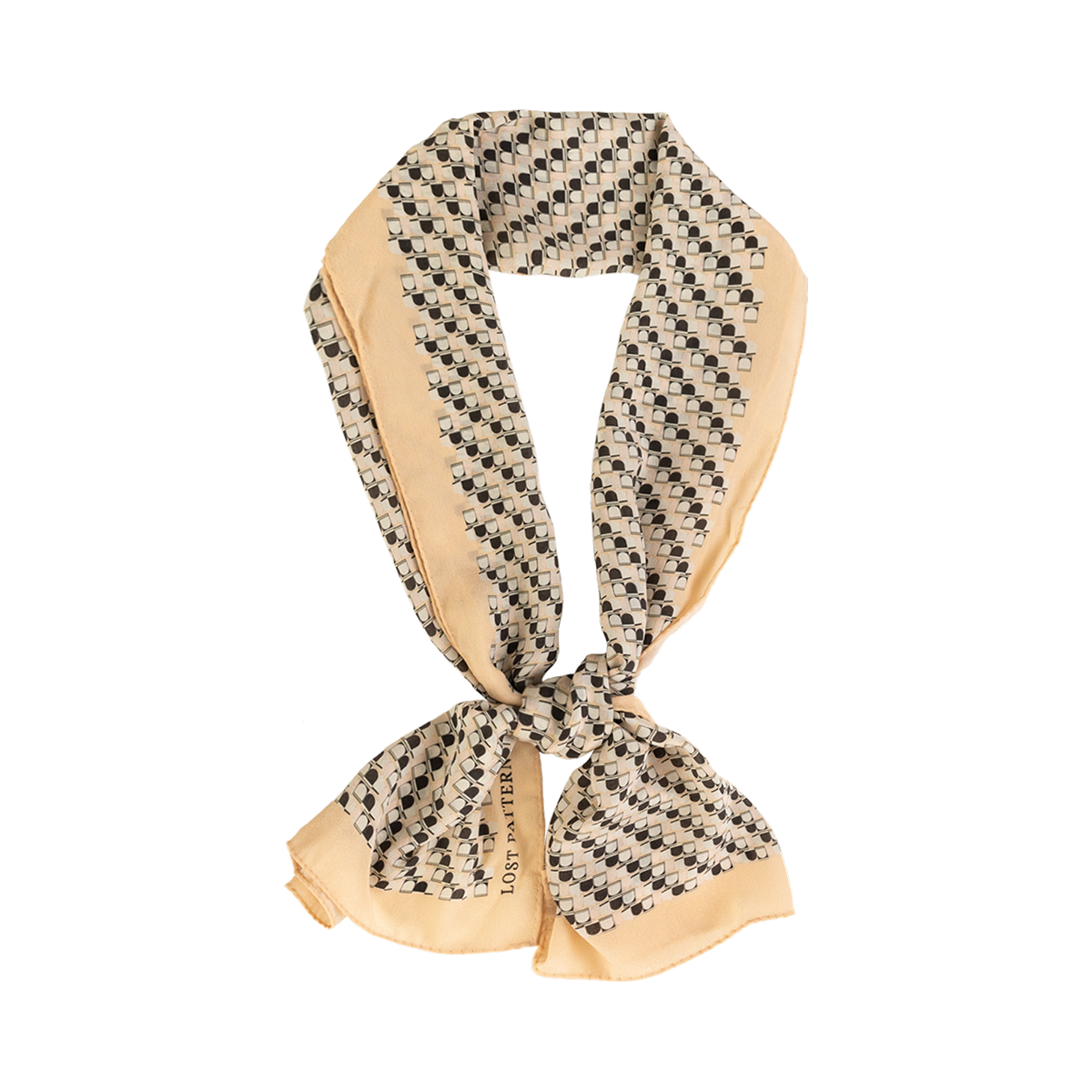 "Portals" Silk Crepe Scarf - Cream - Cream - LOST PATTERN Silk Bandana