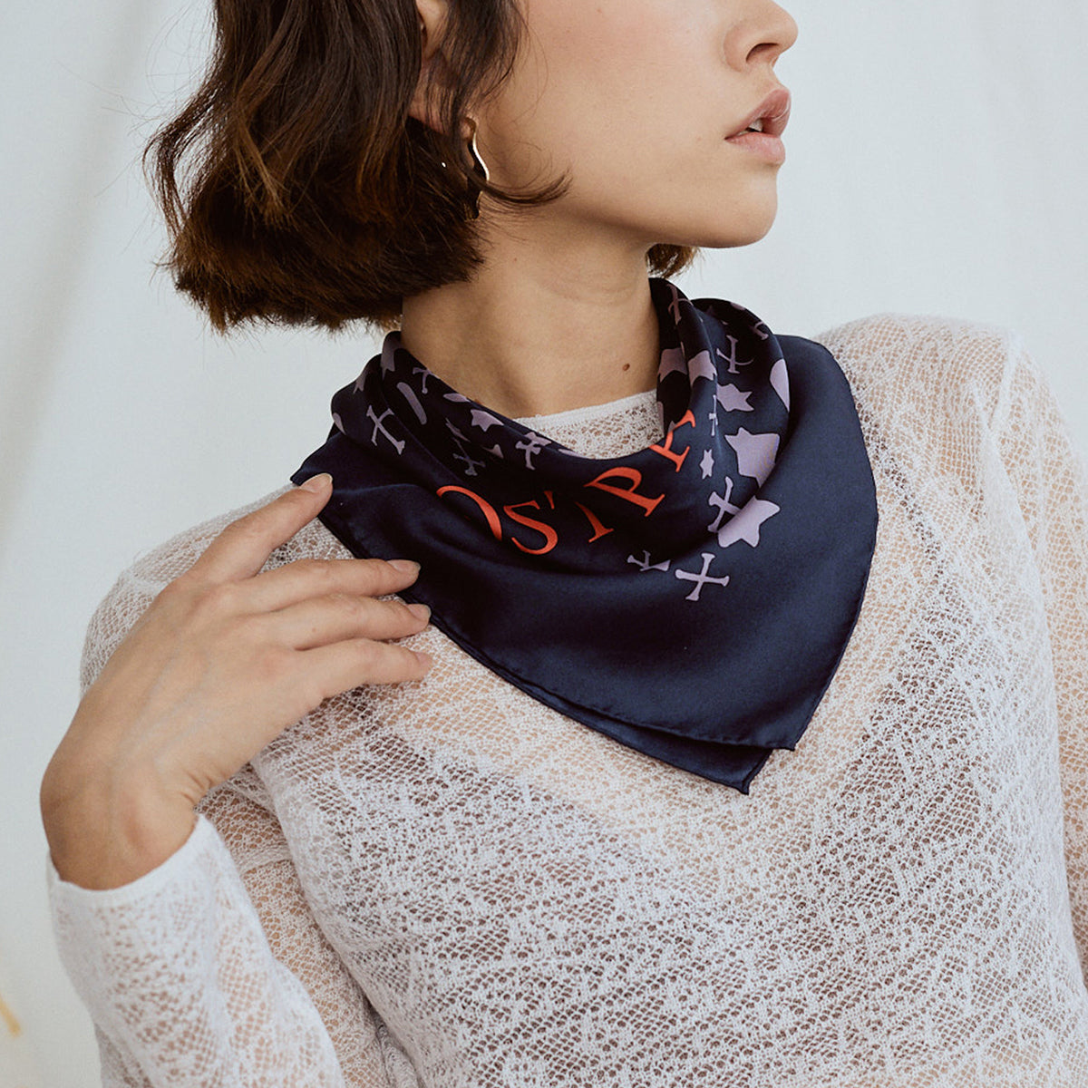 "Lexicon" Silk Bandana - LOST PATTERN Silk Square Scarf